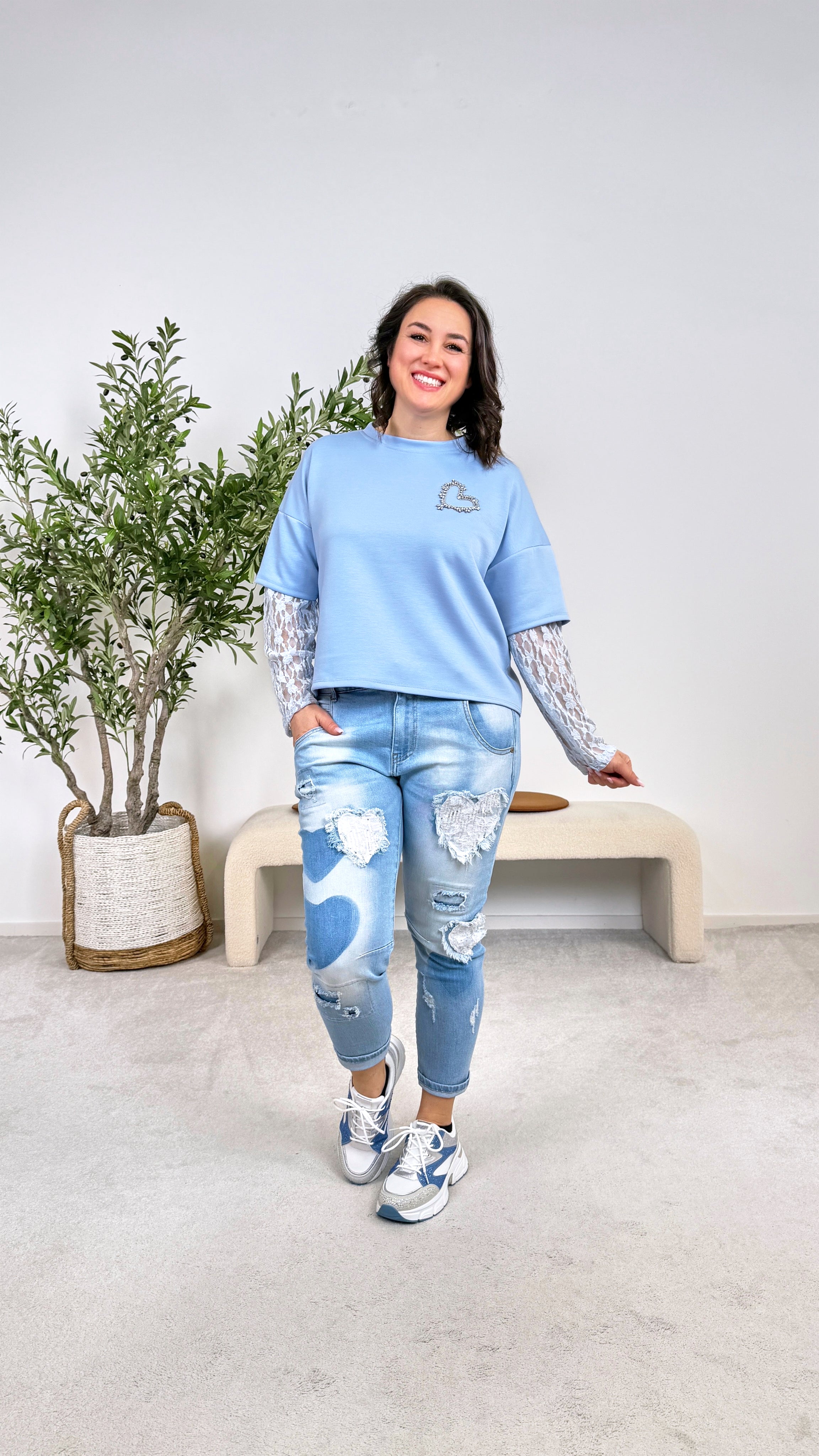Sweatshirt Satin Heart *Blau*