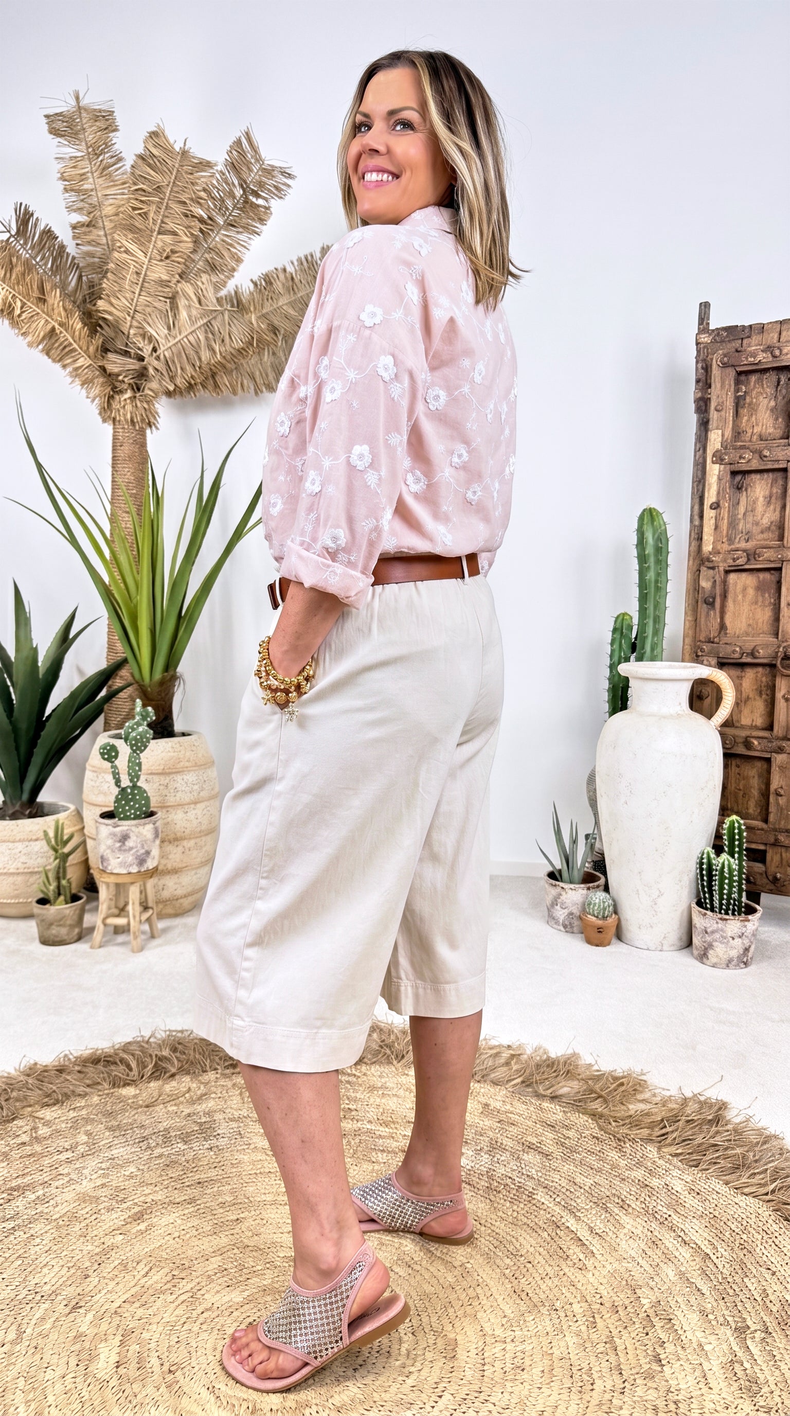 Weite Bermuda Hose Candy Summer *Creme*
