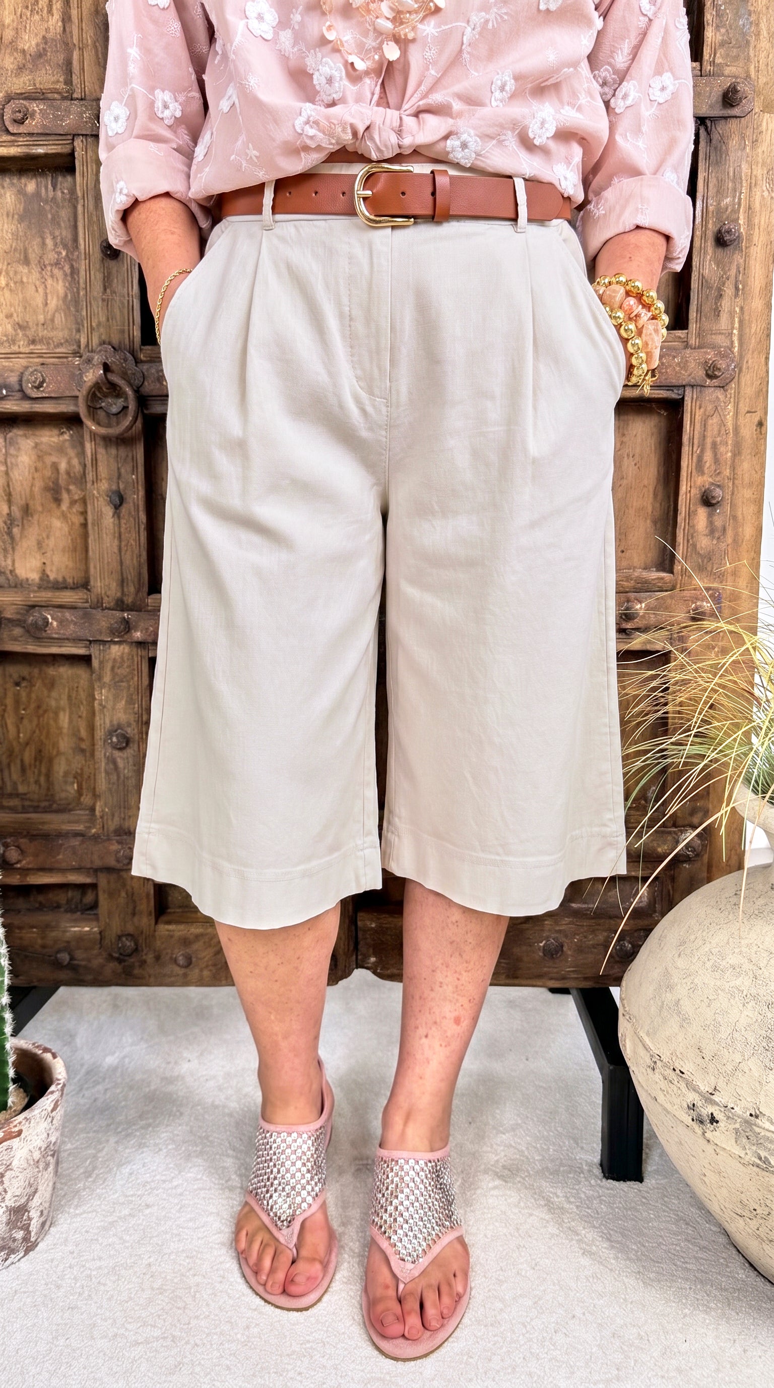 Weite Bermuda Hose Candy Summer *Creme*