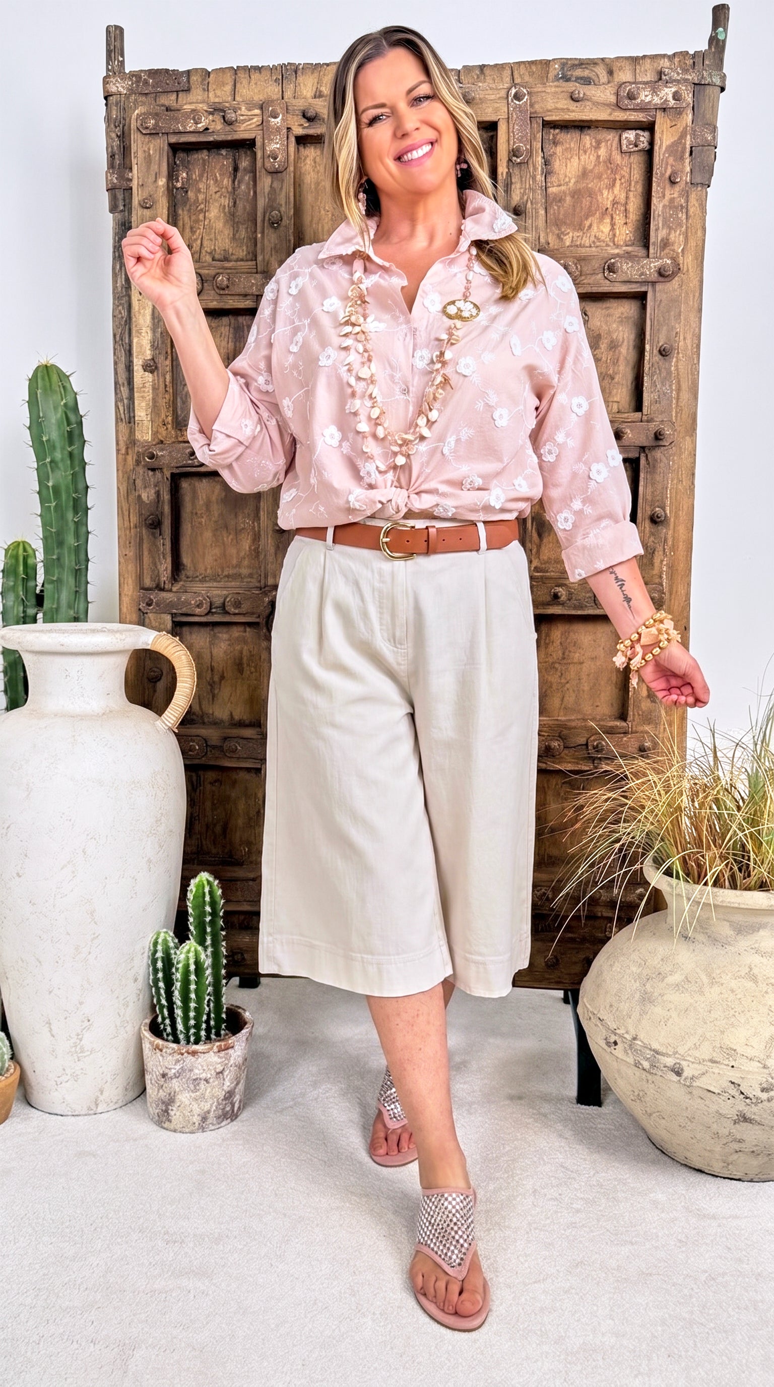 Weite Bermuda Hose Candy Summer *Creme*