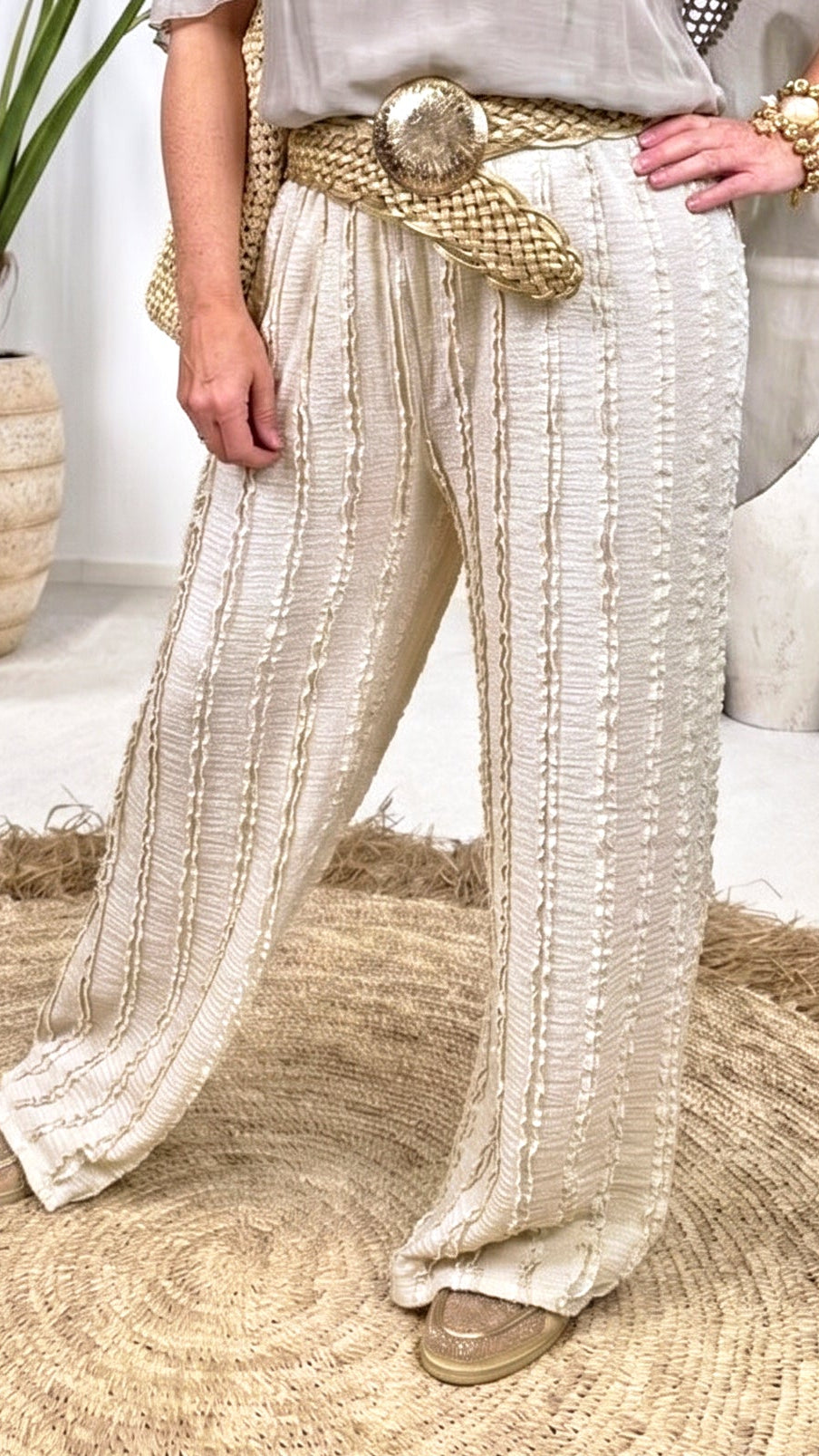 Weite Hose Chic Texture *Creme*