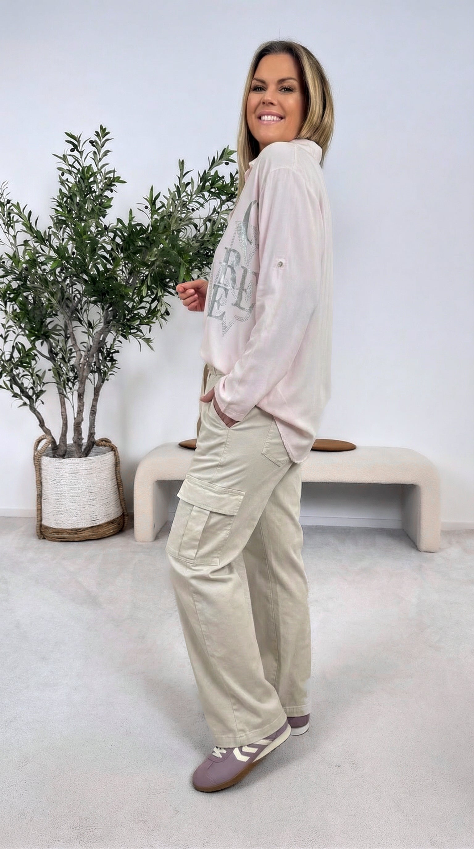 Blusenshirt Shine Message *Rosa*