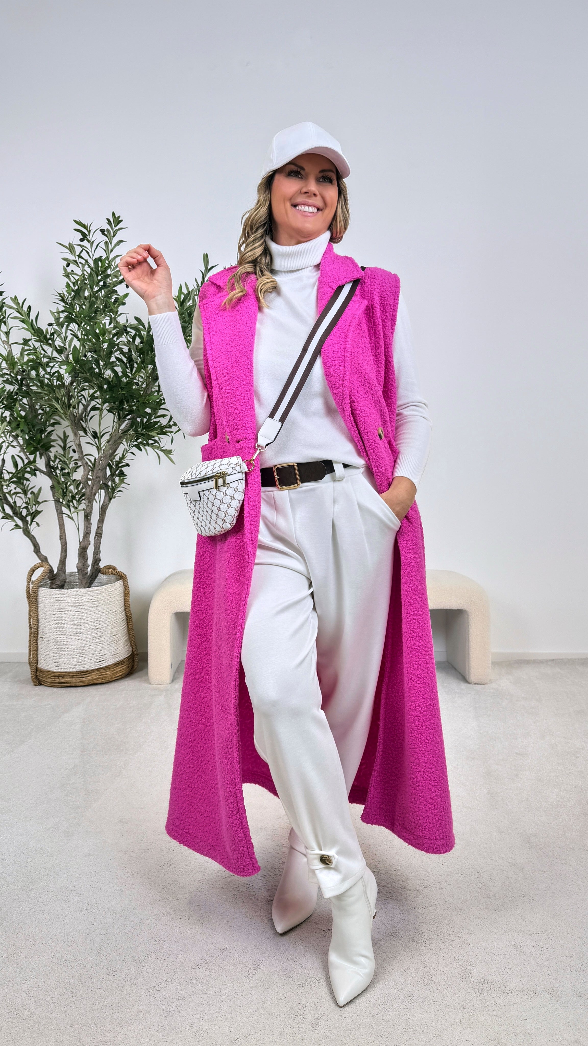 Lange Boclé Weste Quiet Luxury *Pink*