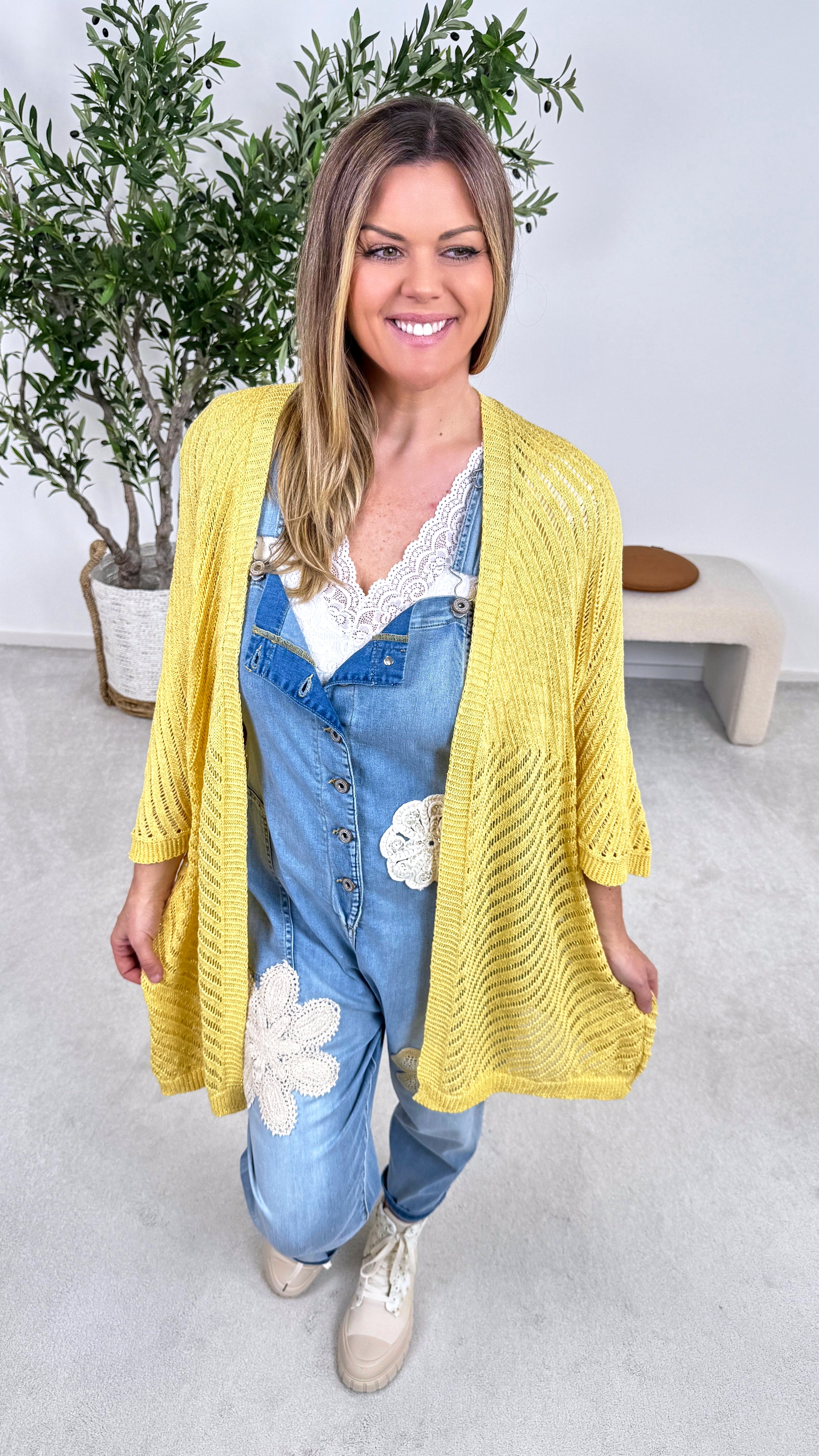 Netz Strickjacke Golden Hour *Gelb*