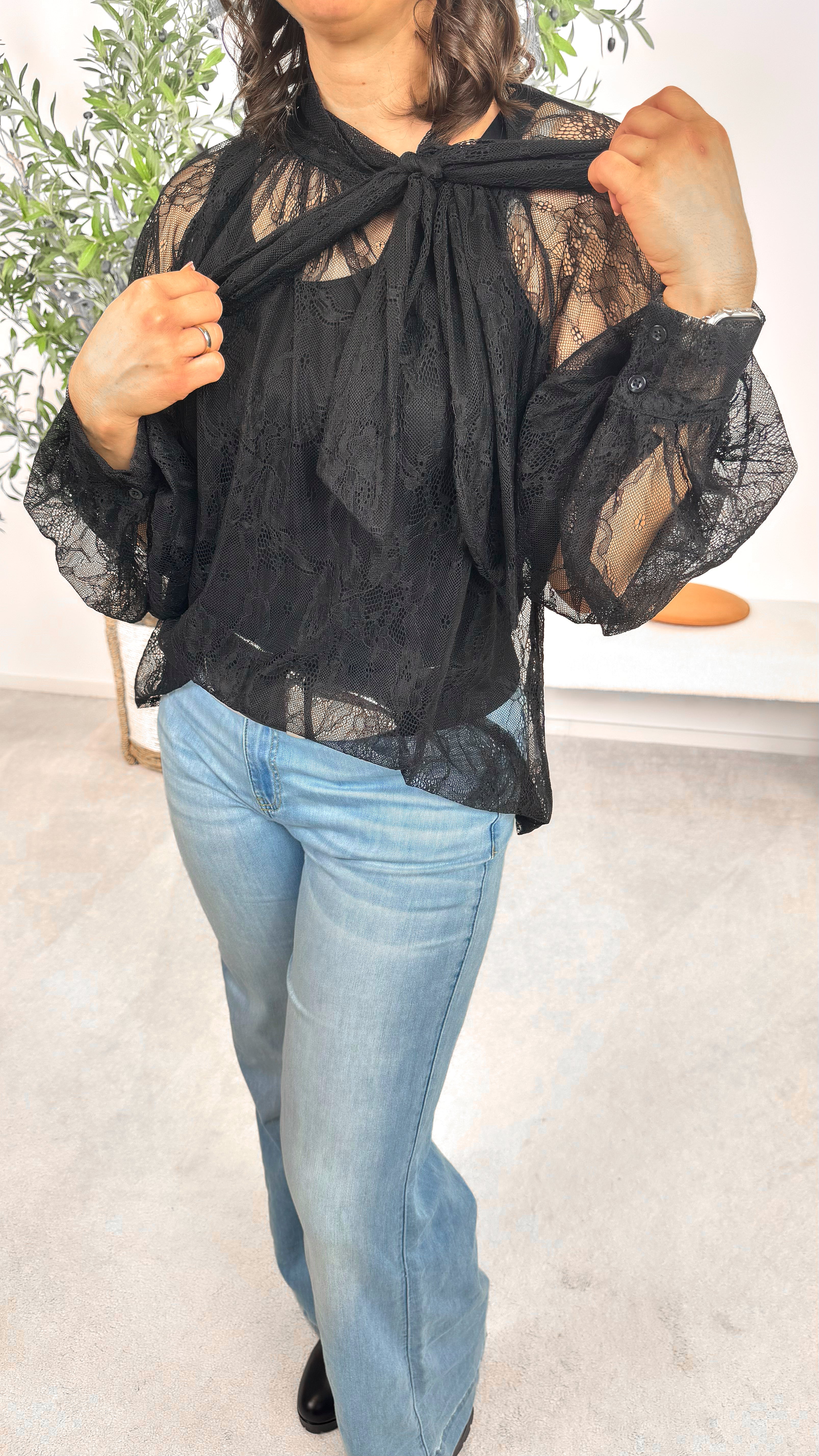 Bluse Romantic Overlay *Schwarz*