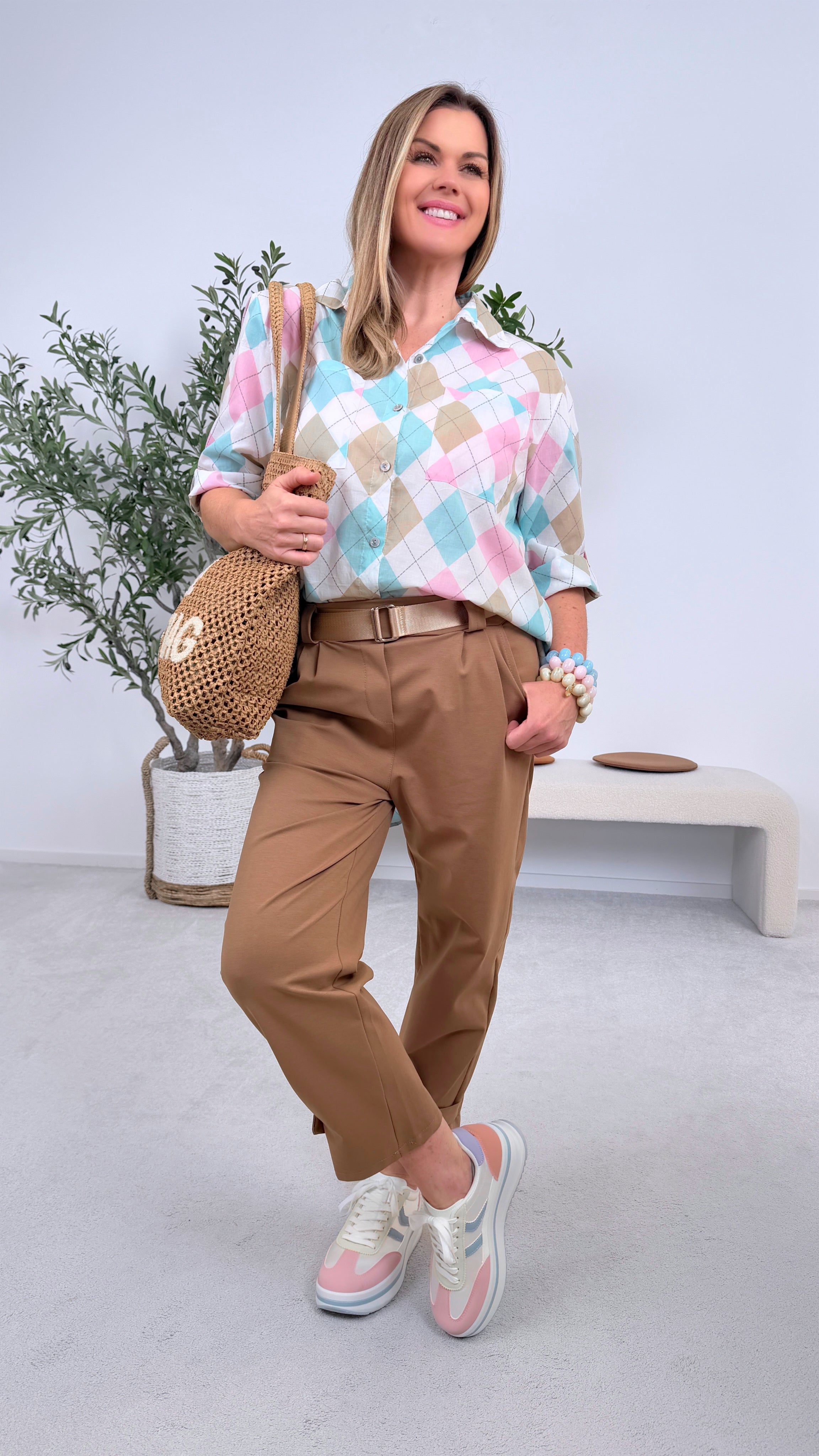 Bluse Power Day *Rosa/Beige*