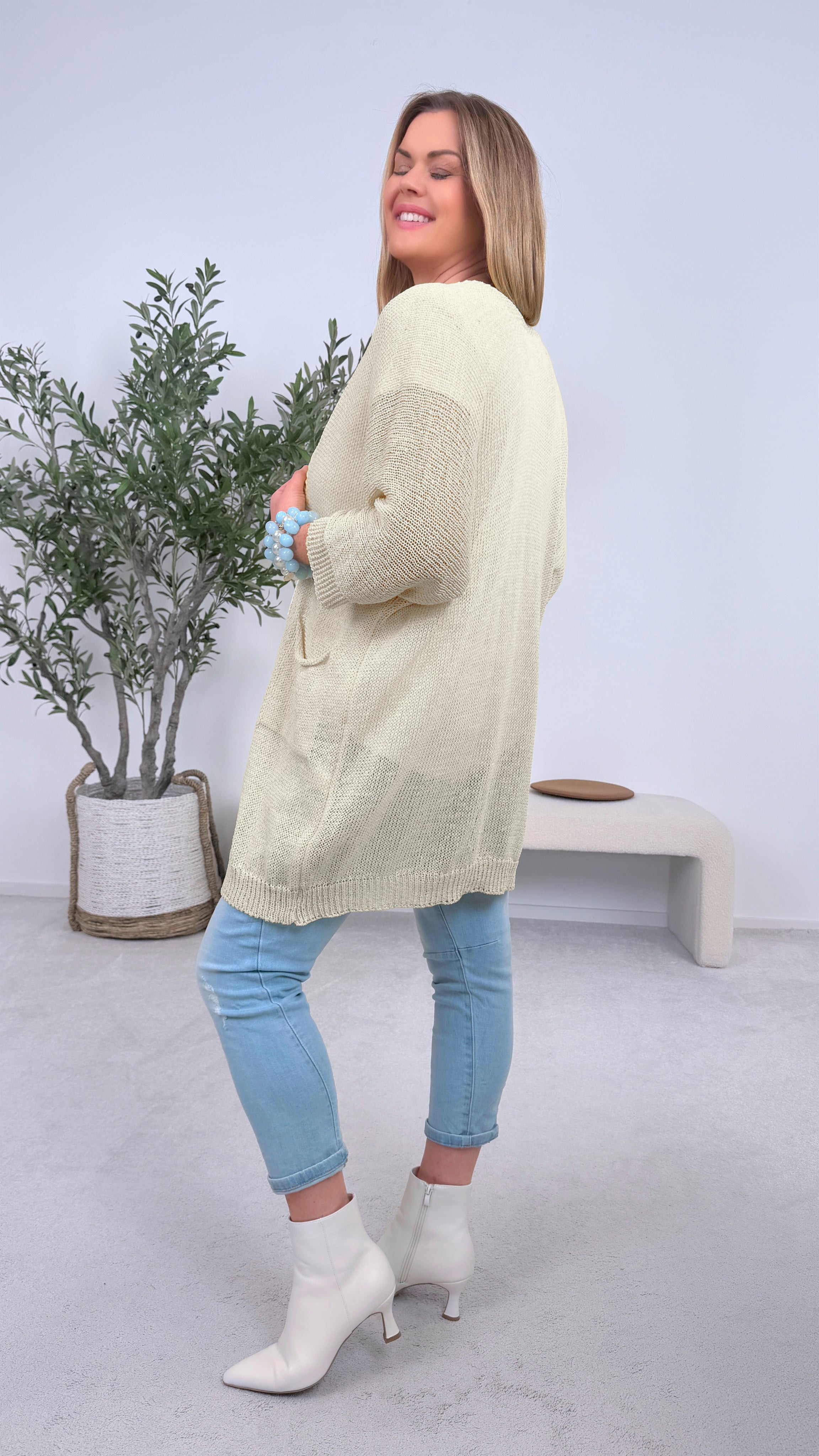 Netz-Strickjacke Turin *Beige*