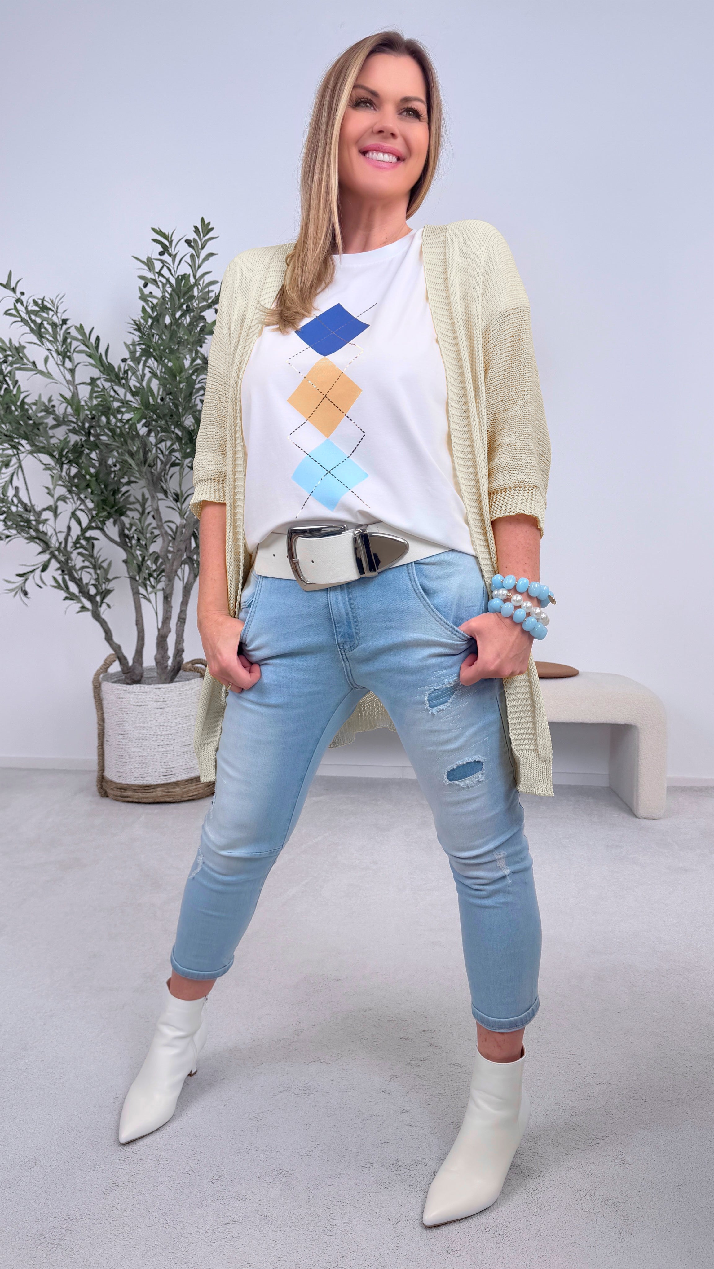 Netz-Strickjacke Turin *Beige*