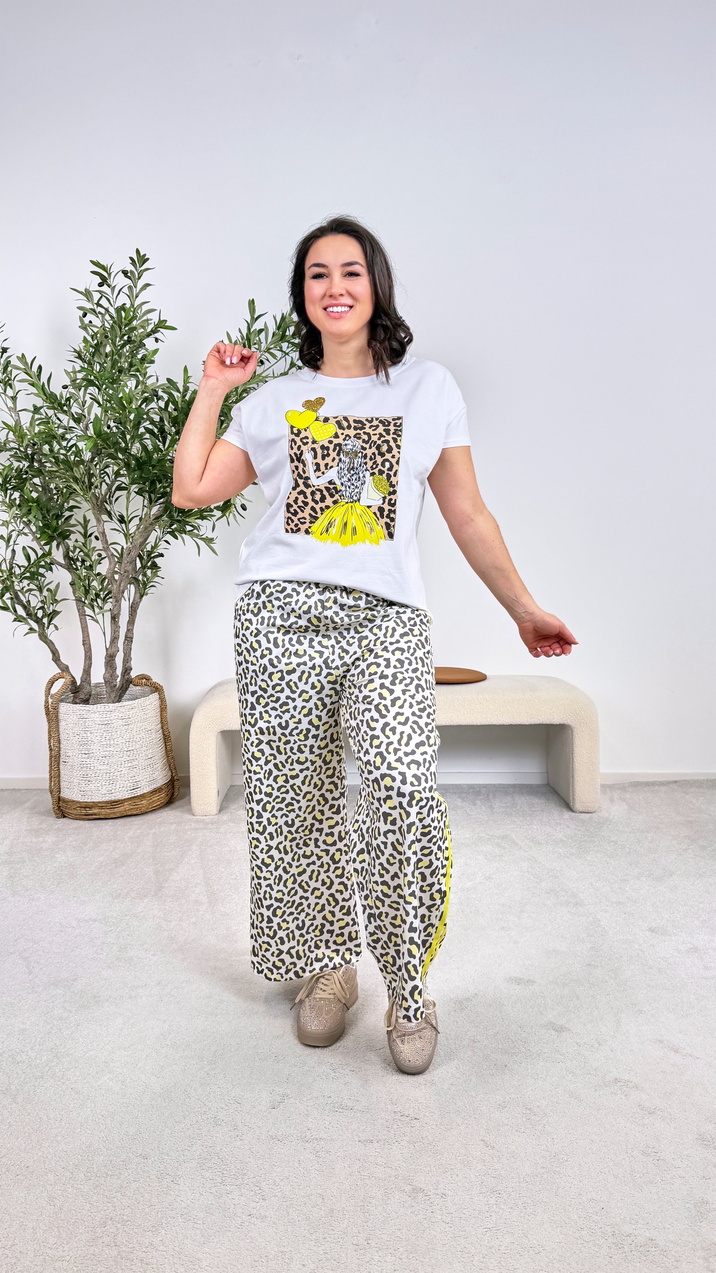 Sweathose Quilted Leopard *Gelb*