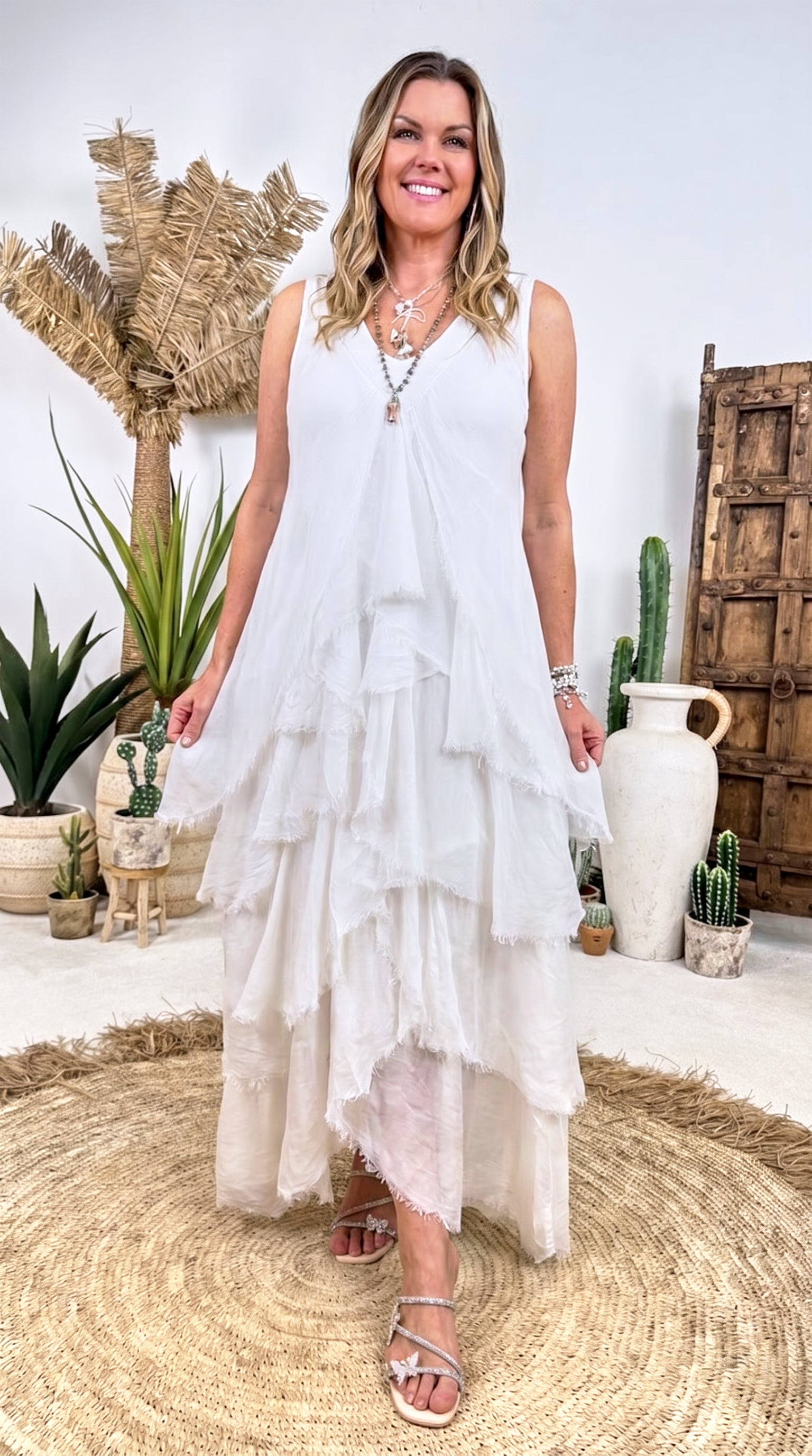 Langes Kleid Ruffle Love *Weiß*