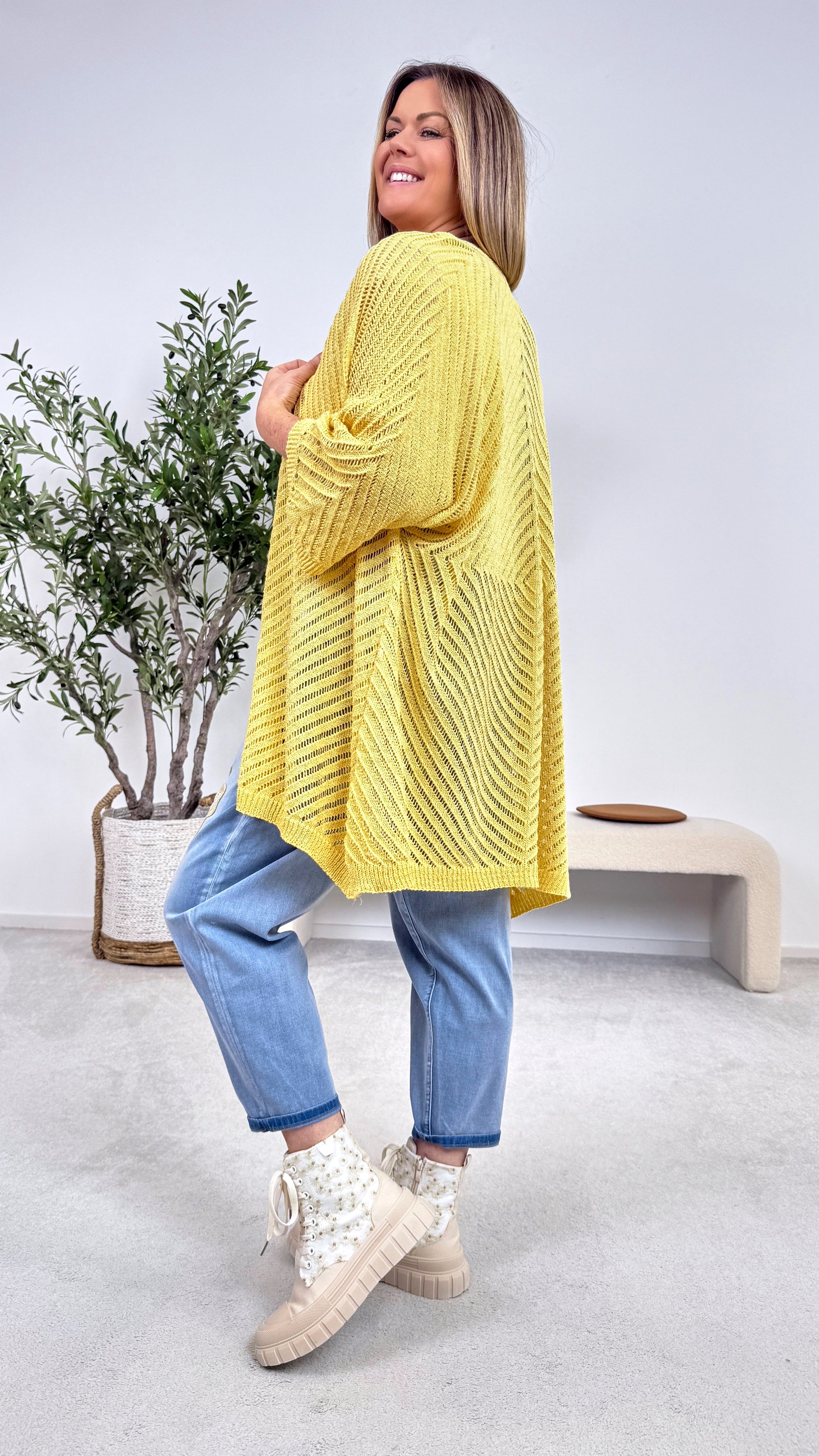 Netz Strickjacke Golden Hour *Gelb*