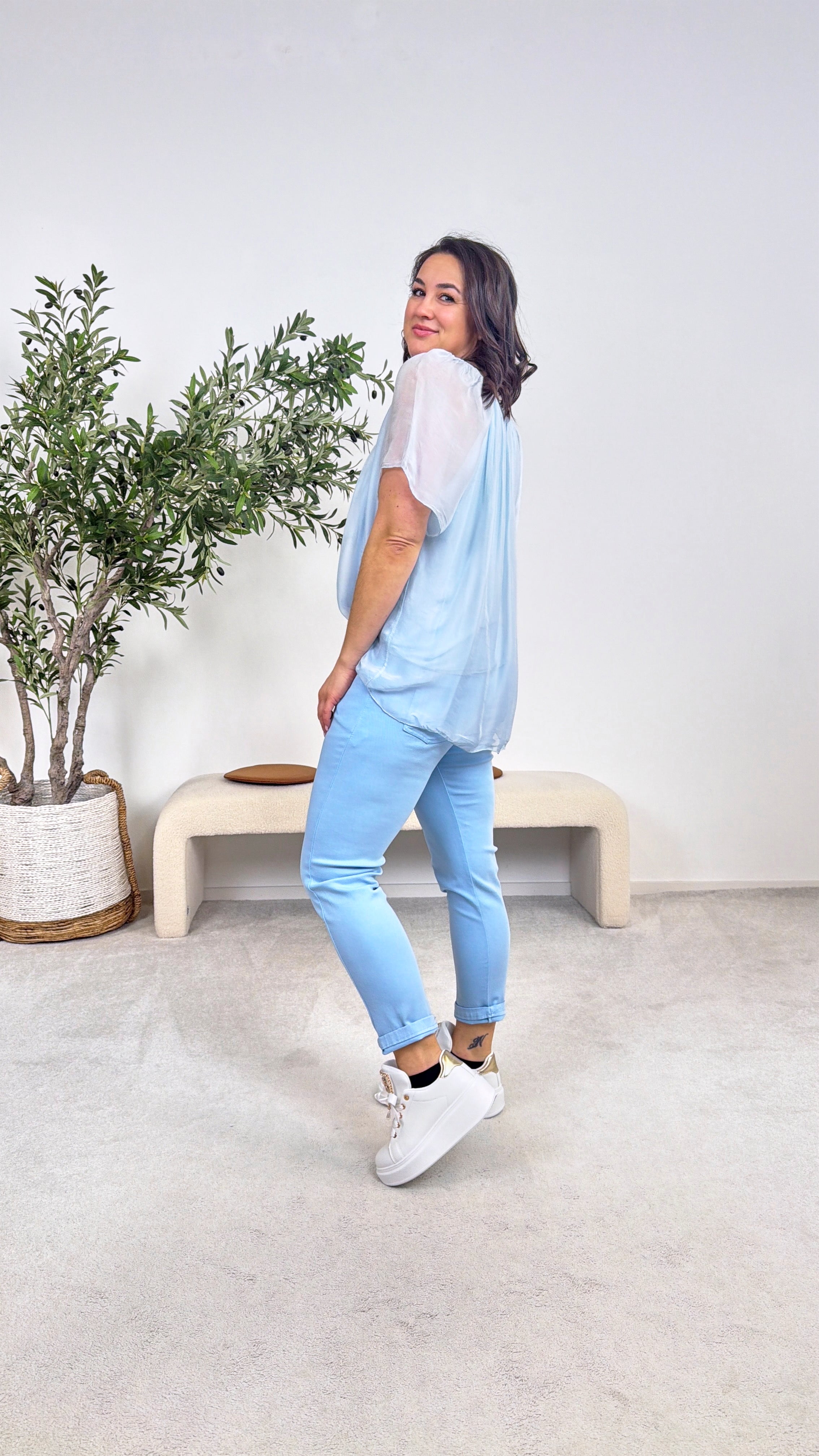 Seidenbluse Santorini *Hellblau*