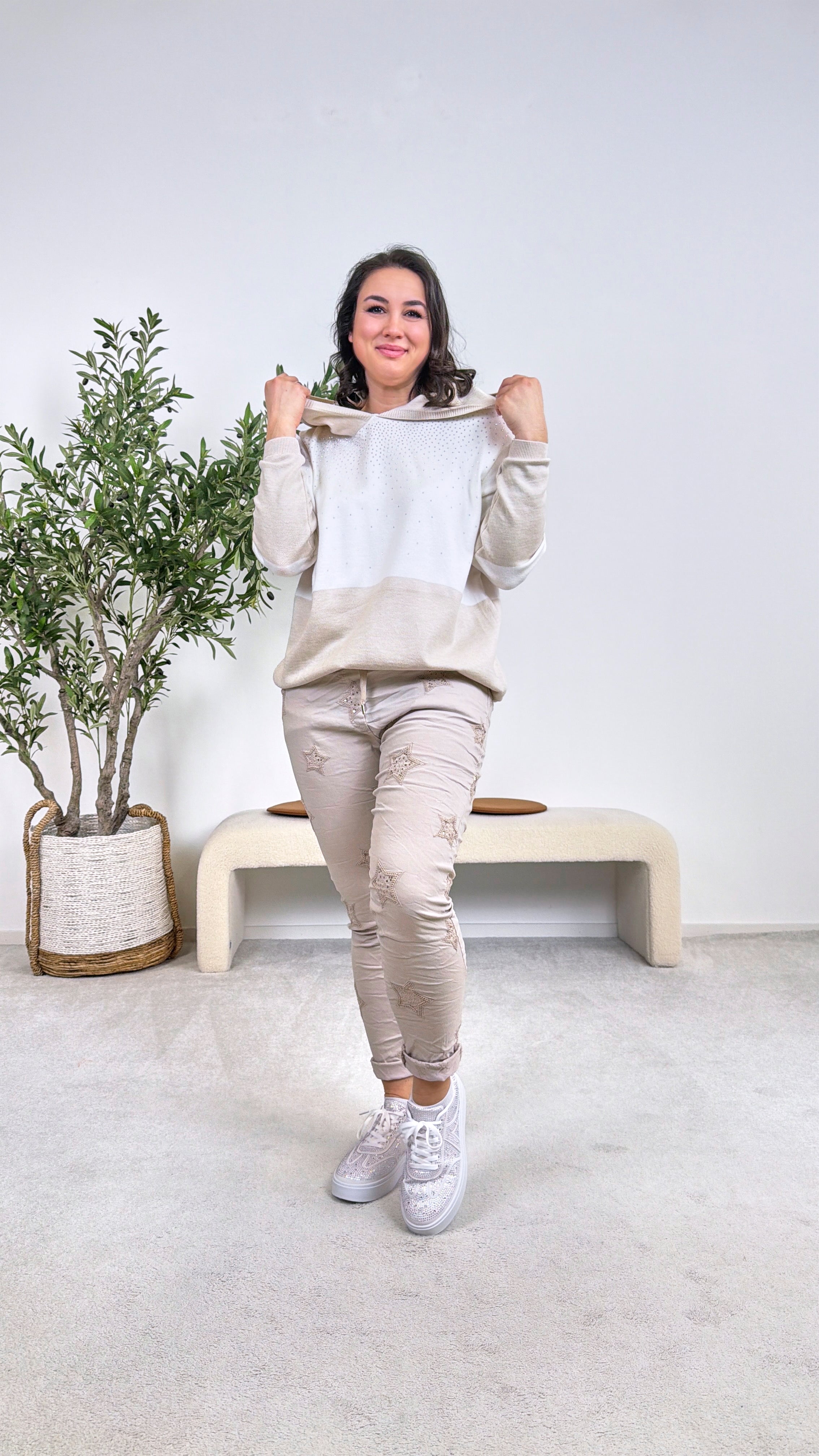 Strick-Hoodie Twinkle Knit *Beige*