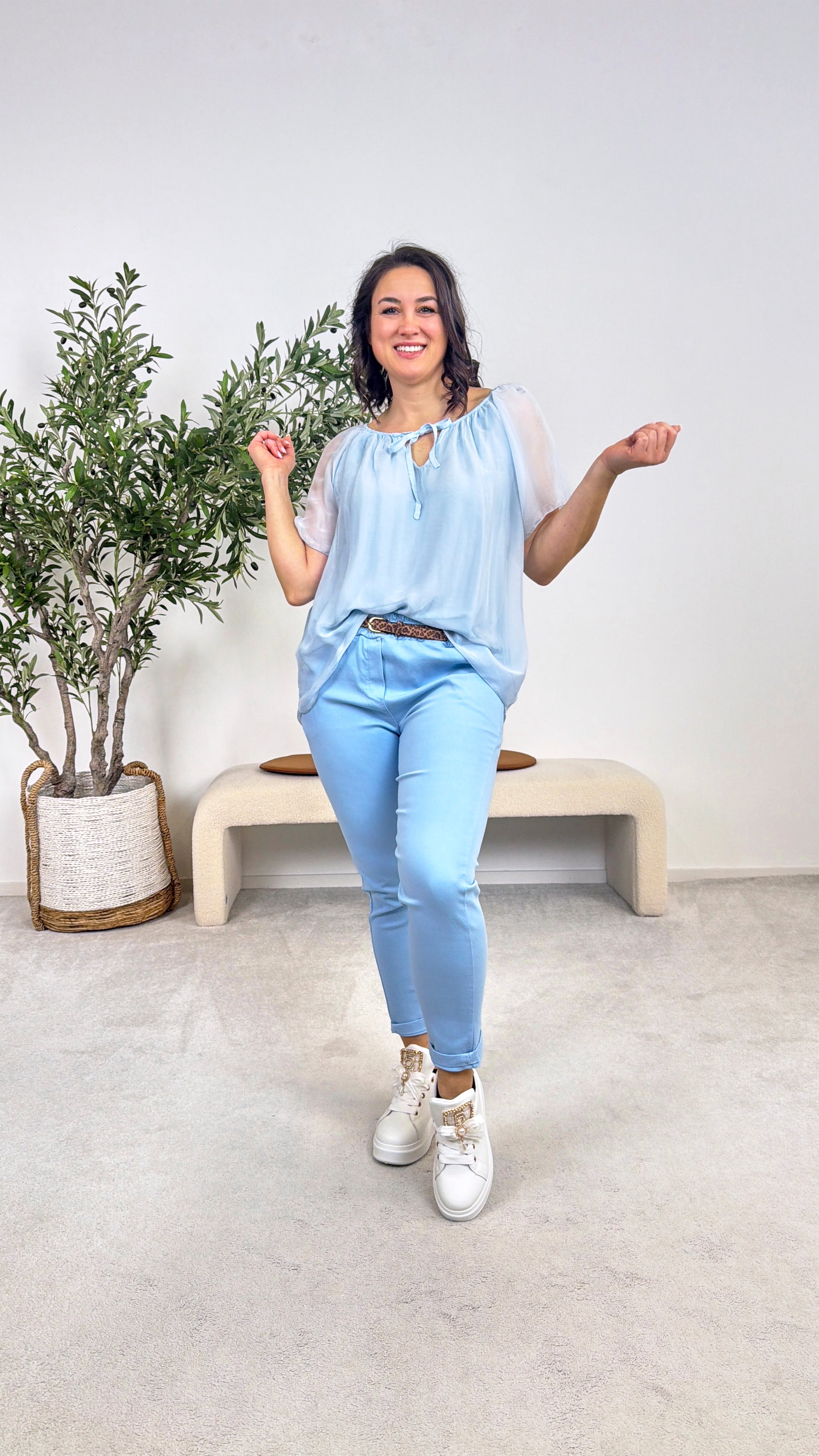 Seidenbluse Santorini *Hellblau*