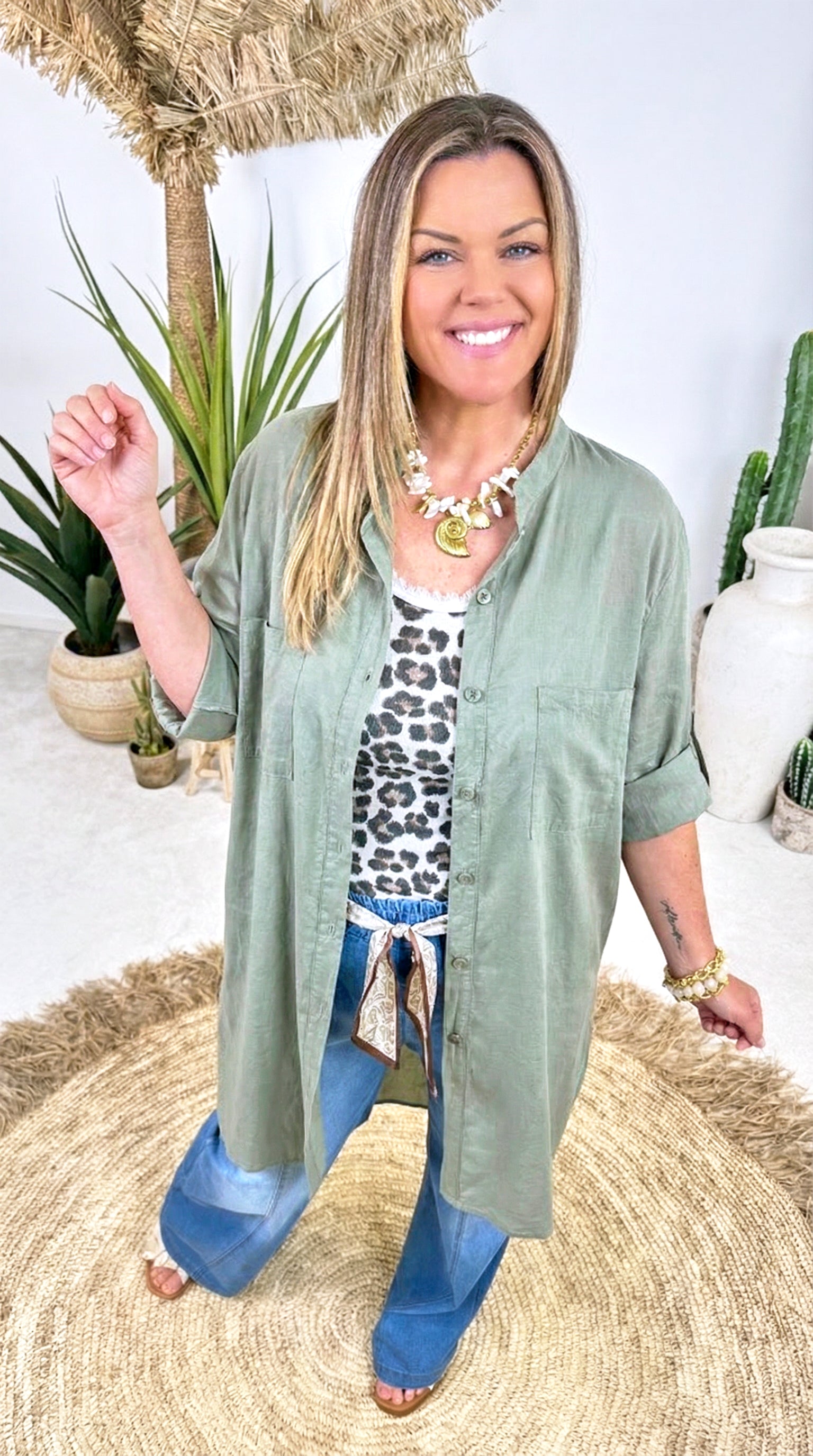 Long-Bluse Azure Mood *Khaki*