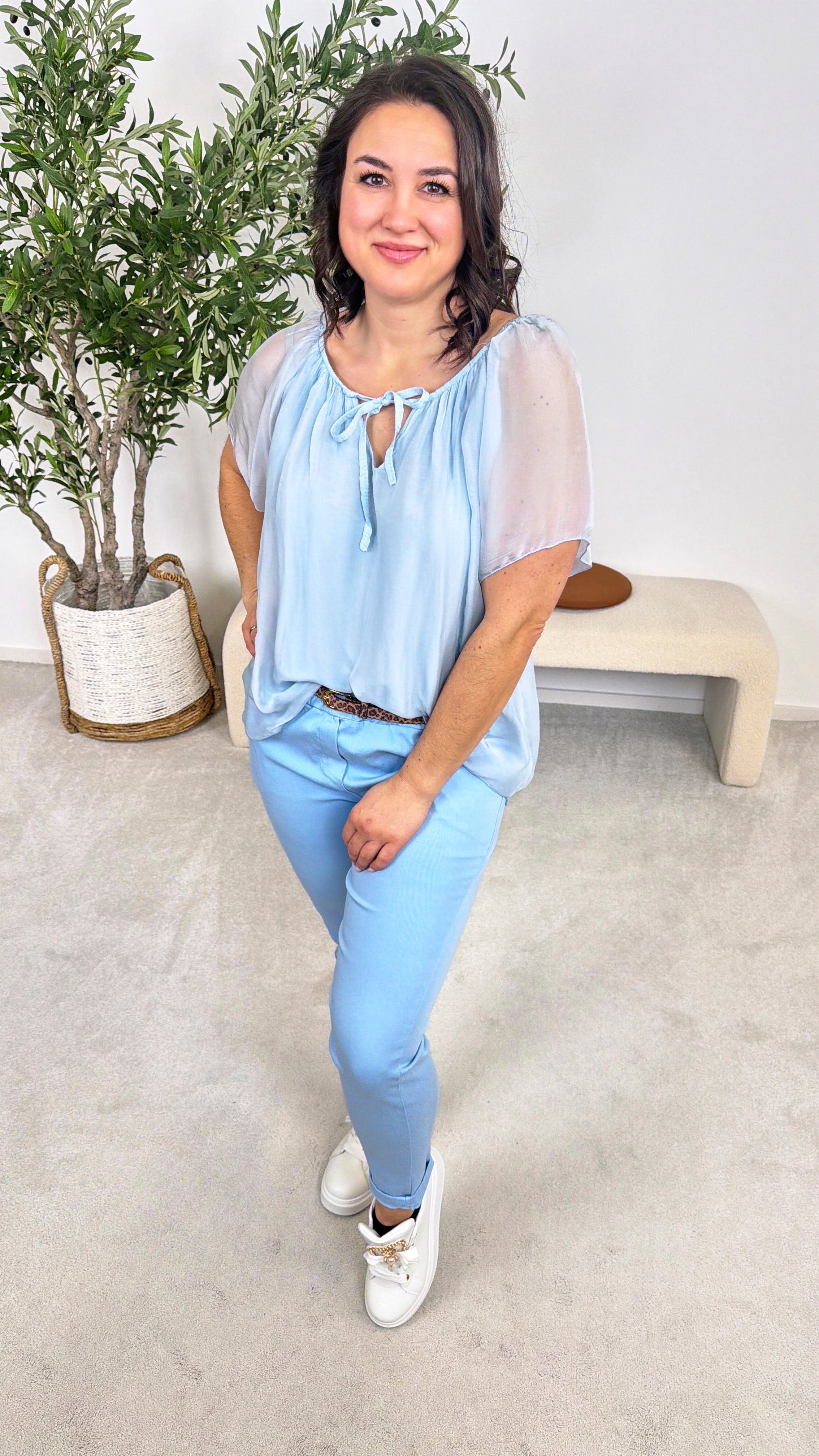 Seidenbluse Santorini *Hellblau*