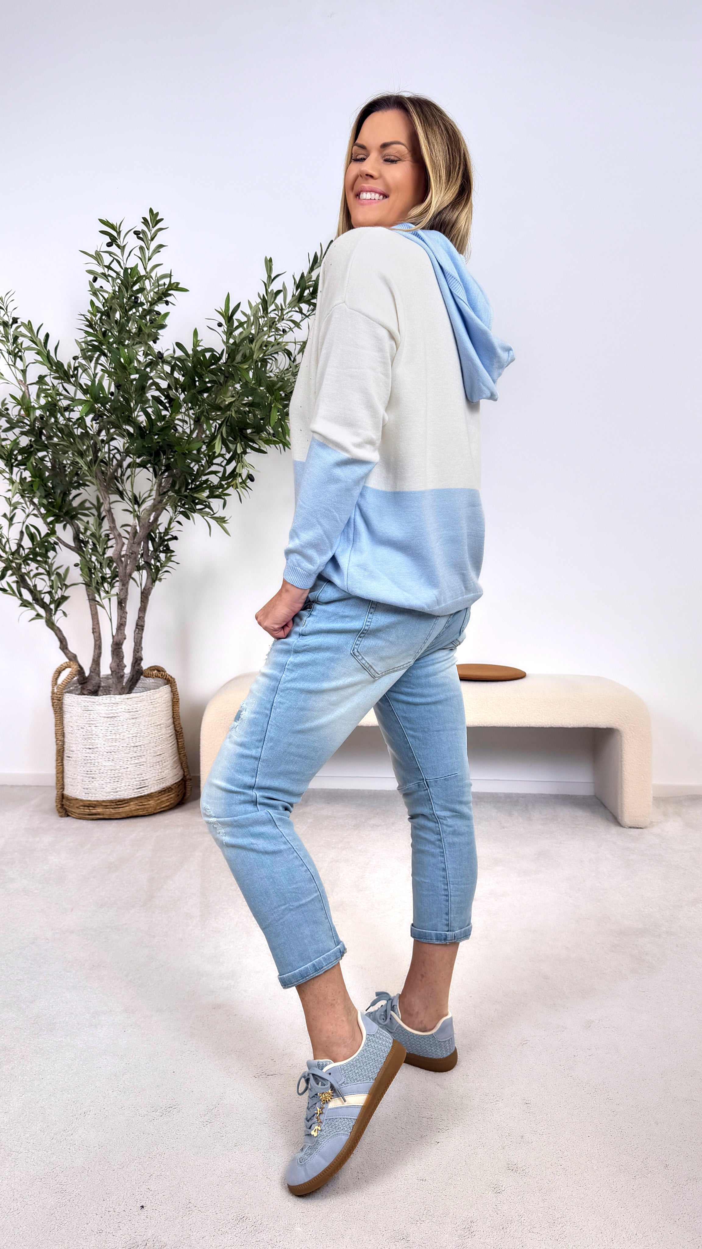 Strick-Hoodie Twinkle Knit *Hellblau*