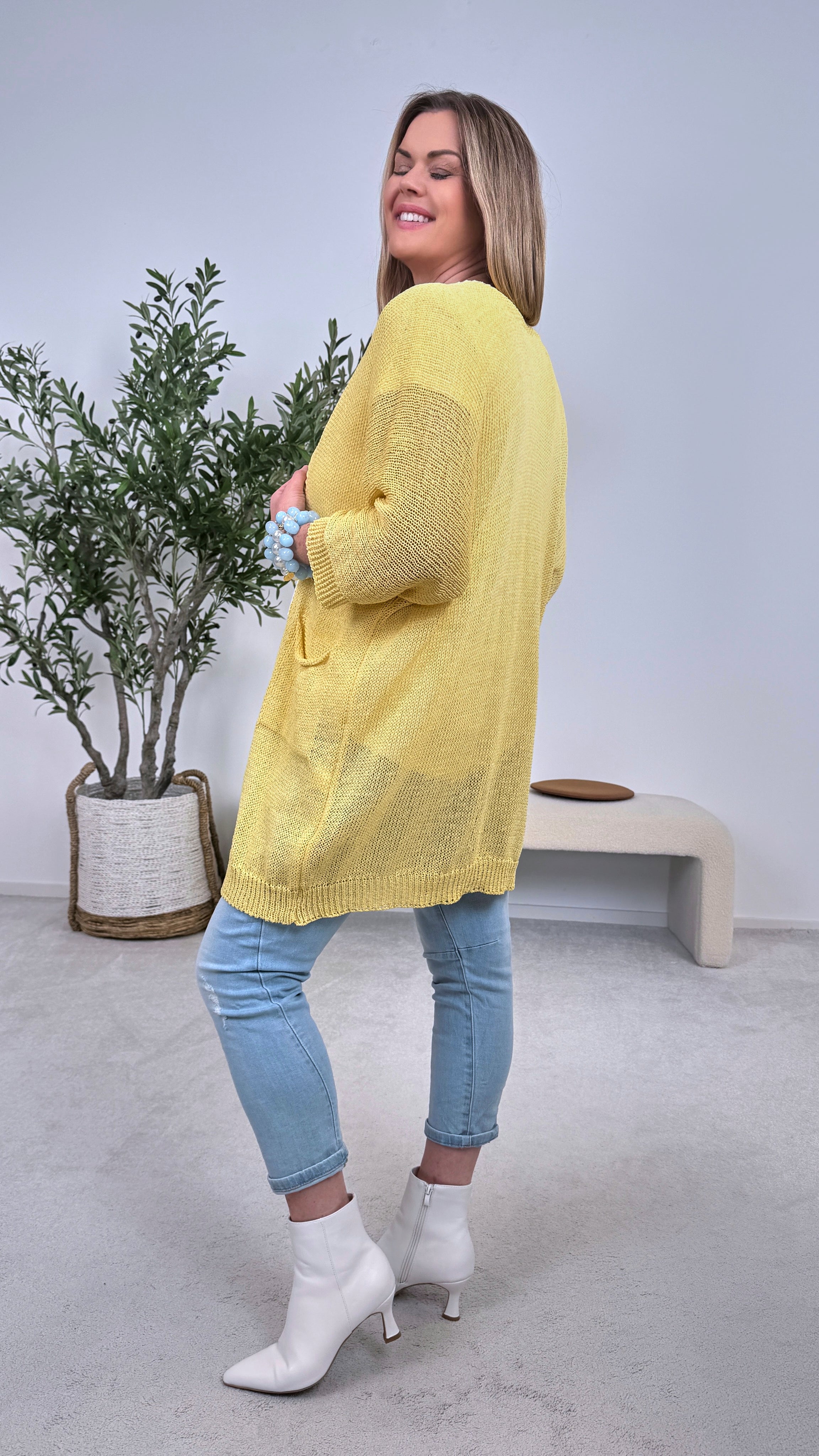 Netz-Strickjacke Turin *Gelb*