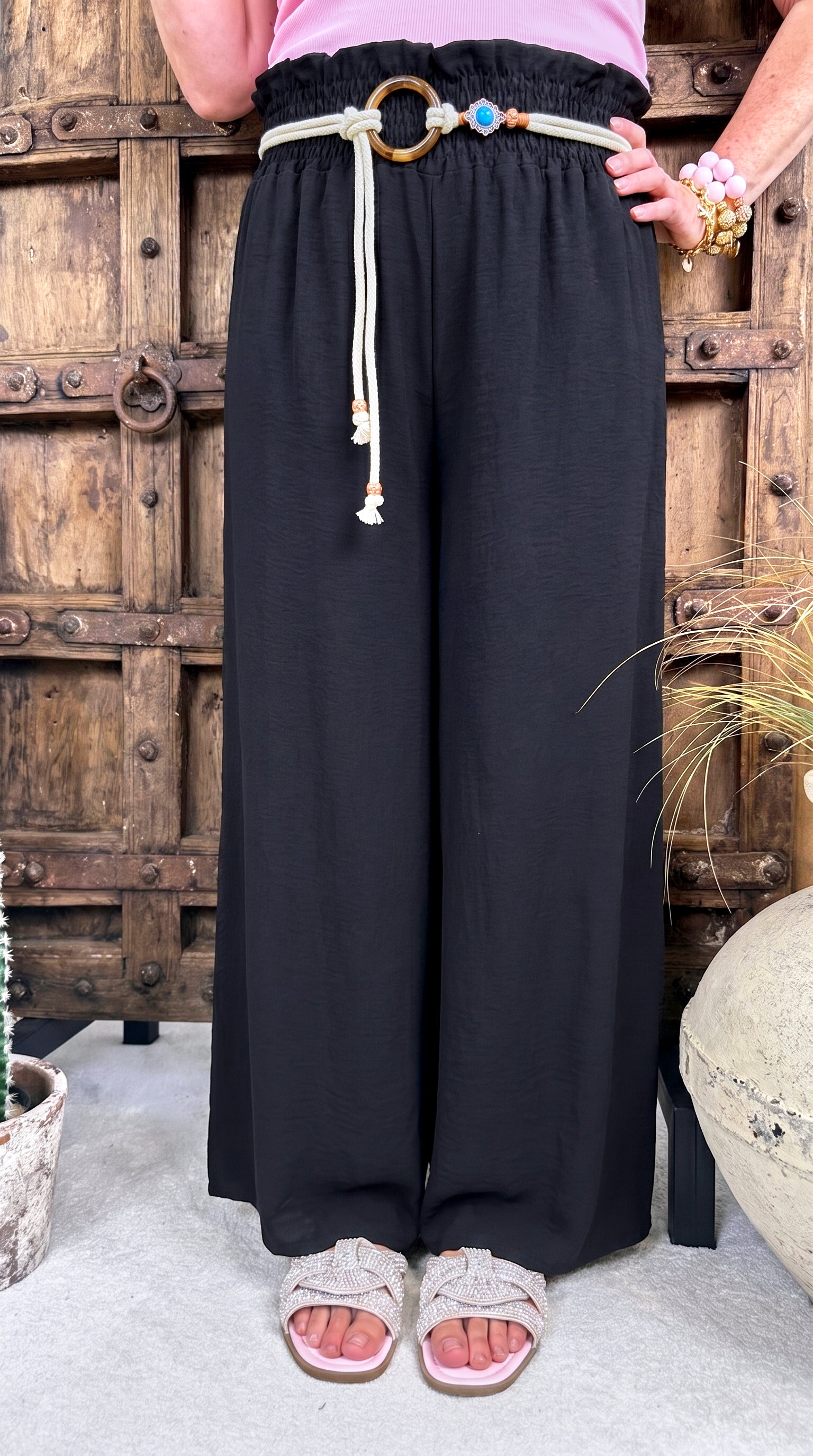 Weite Hose Boho Sand *Schwarz*