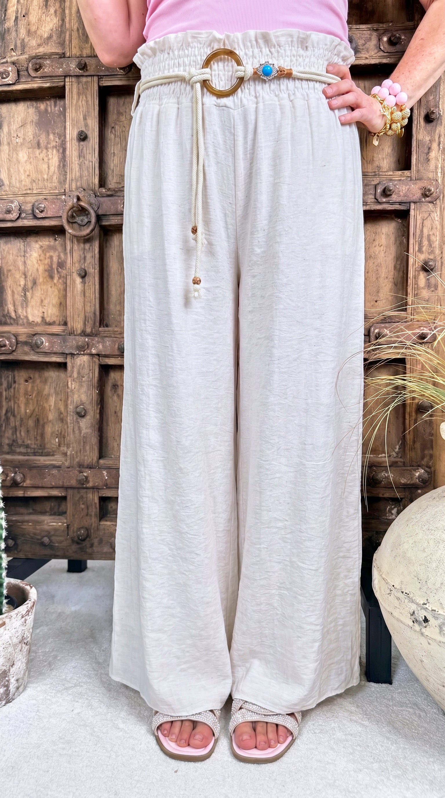 Weite Hose Boho Sand *Weiß*