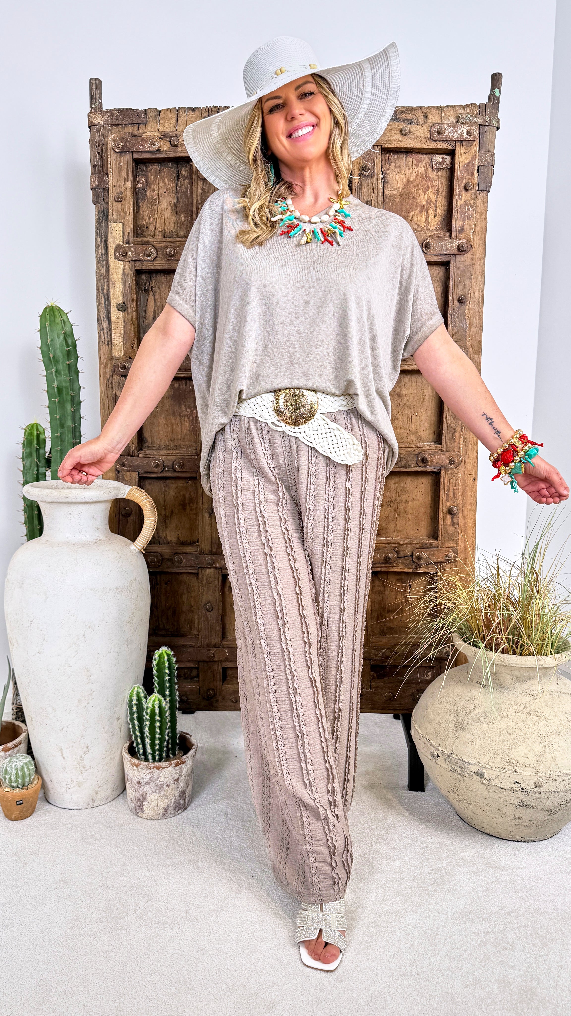 Weite Hose Chic Texture *Taupe*
