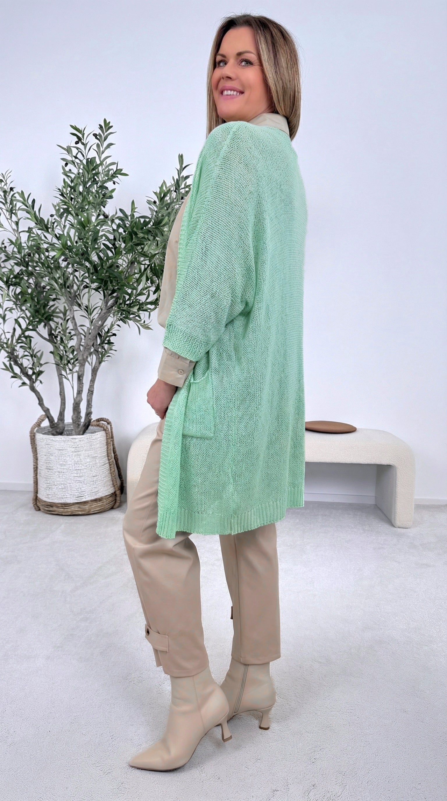 Netz-Strickjacke Turin *Mint*