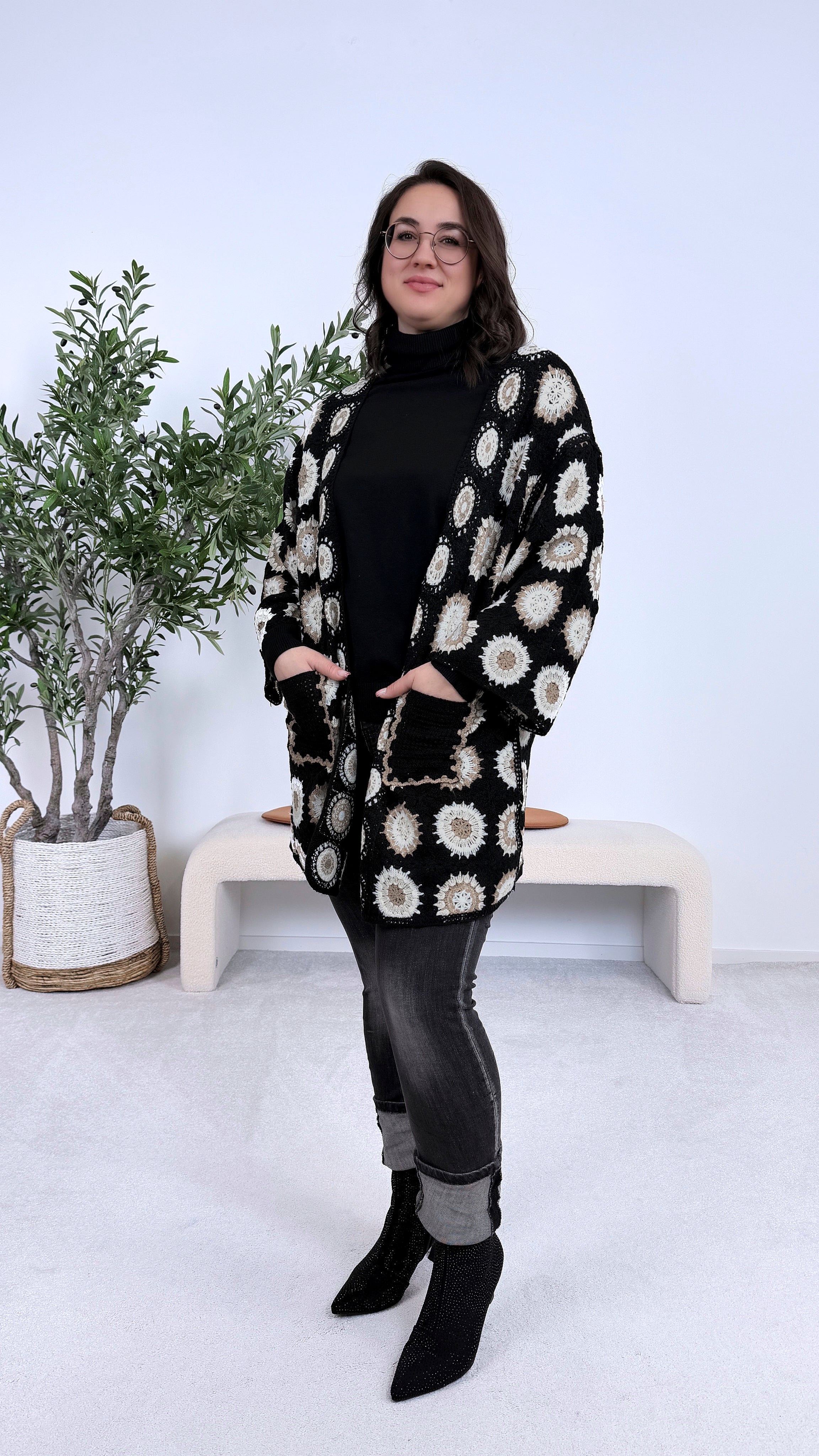 Häkel-Cardigan Festival ZS68042 *Schwarz*