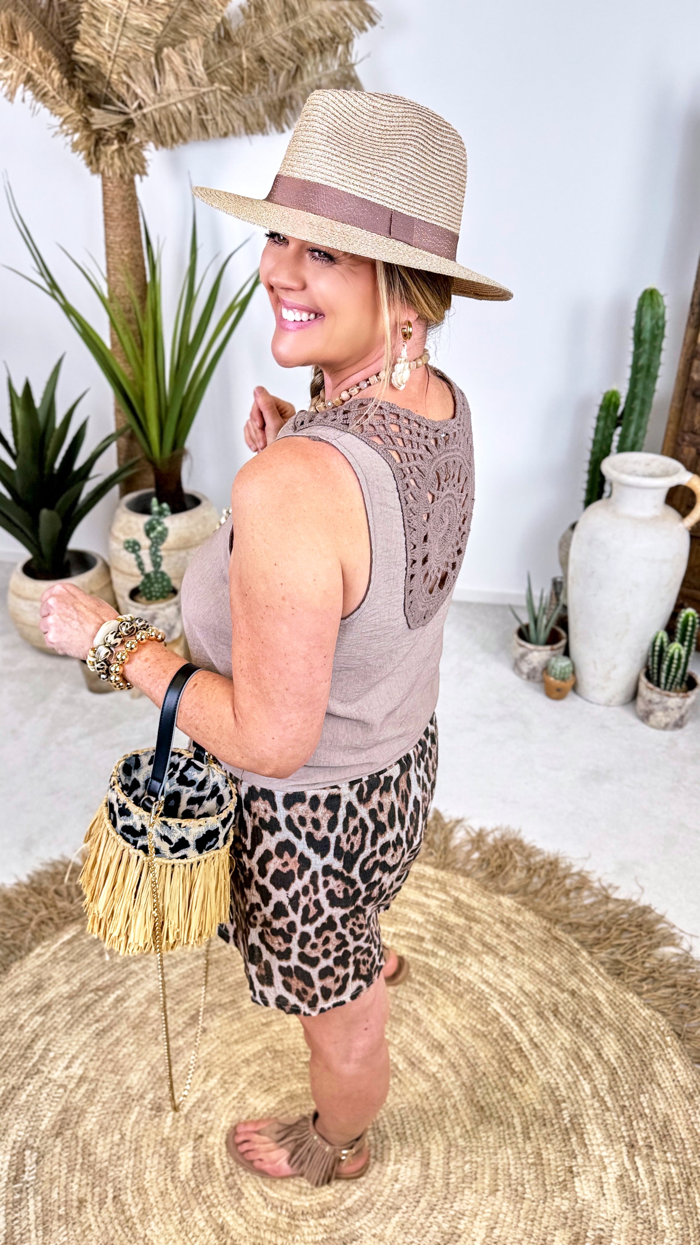 Blusen-Top Boho Light *Taupe*