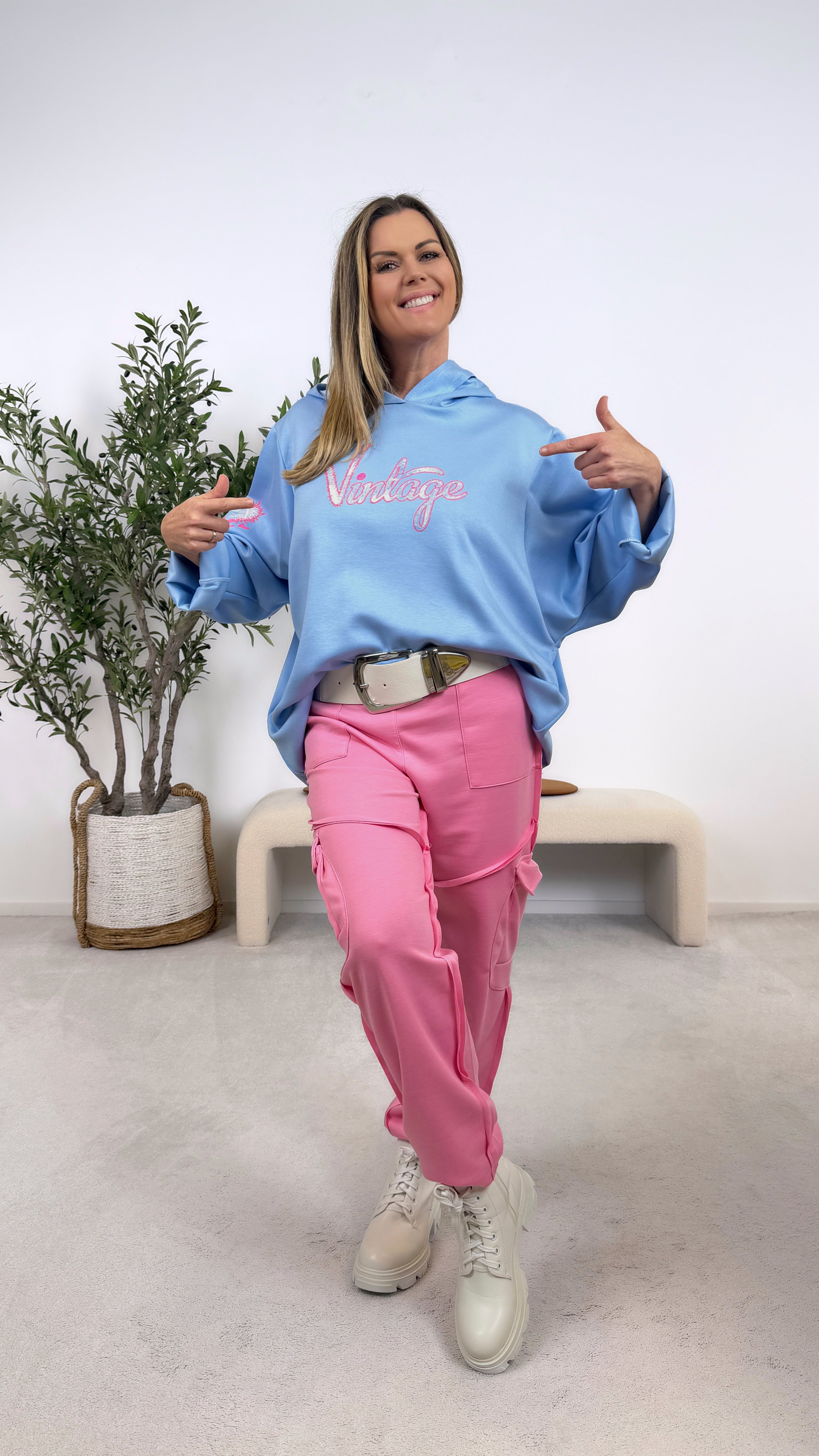 Hoodie I Love Vintage *Blau*