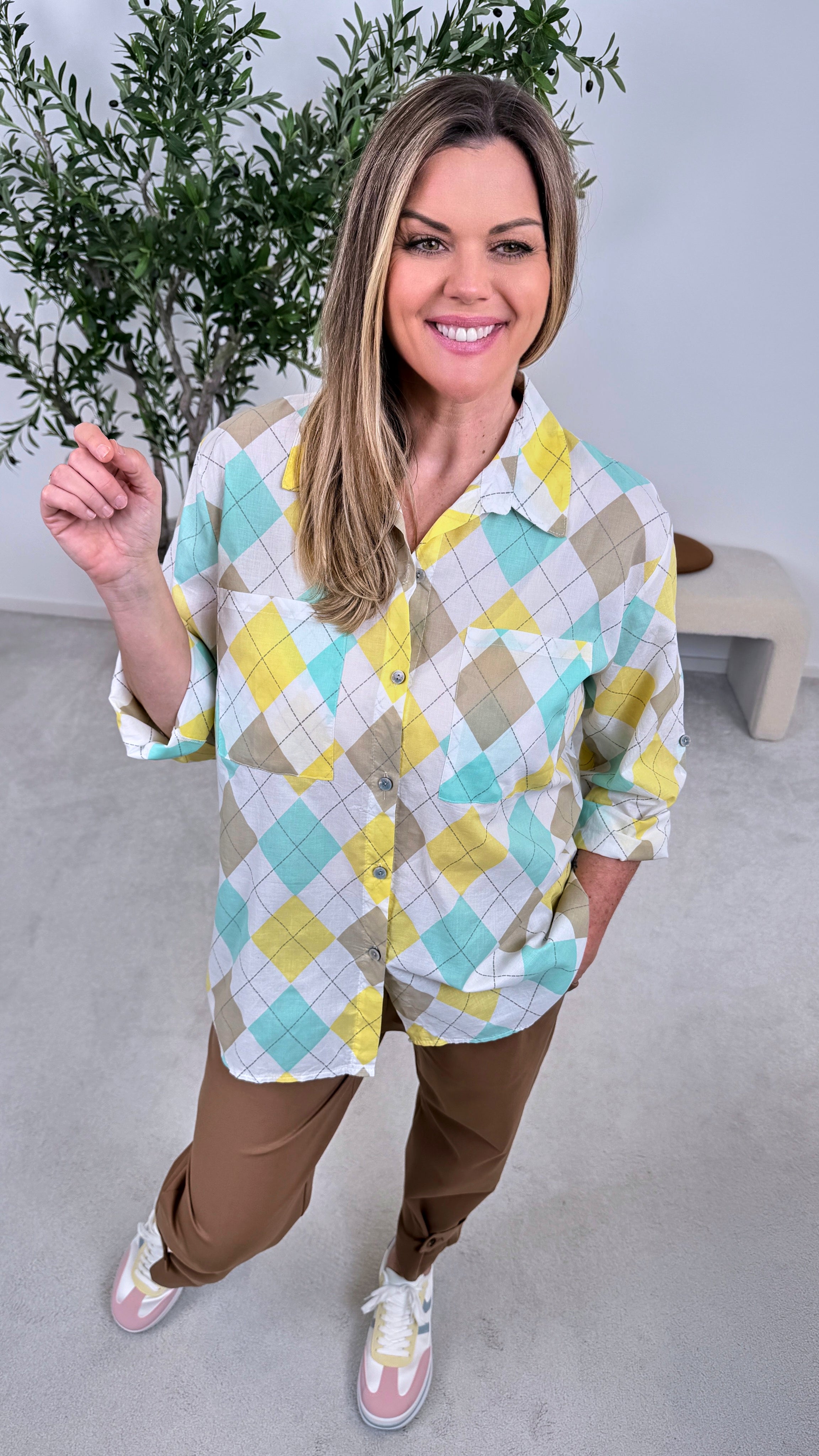 Bluse Power Day *Gelb/Türkis*