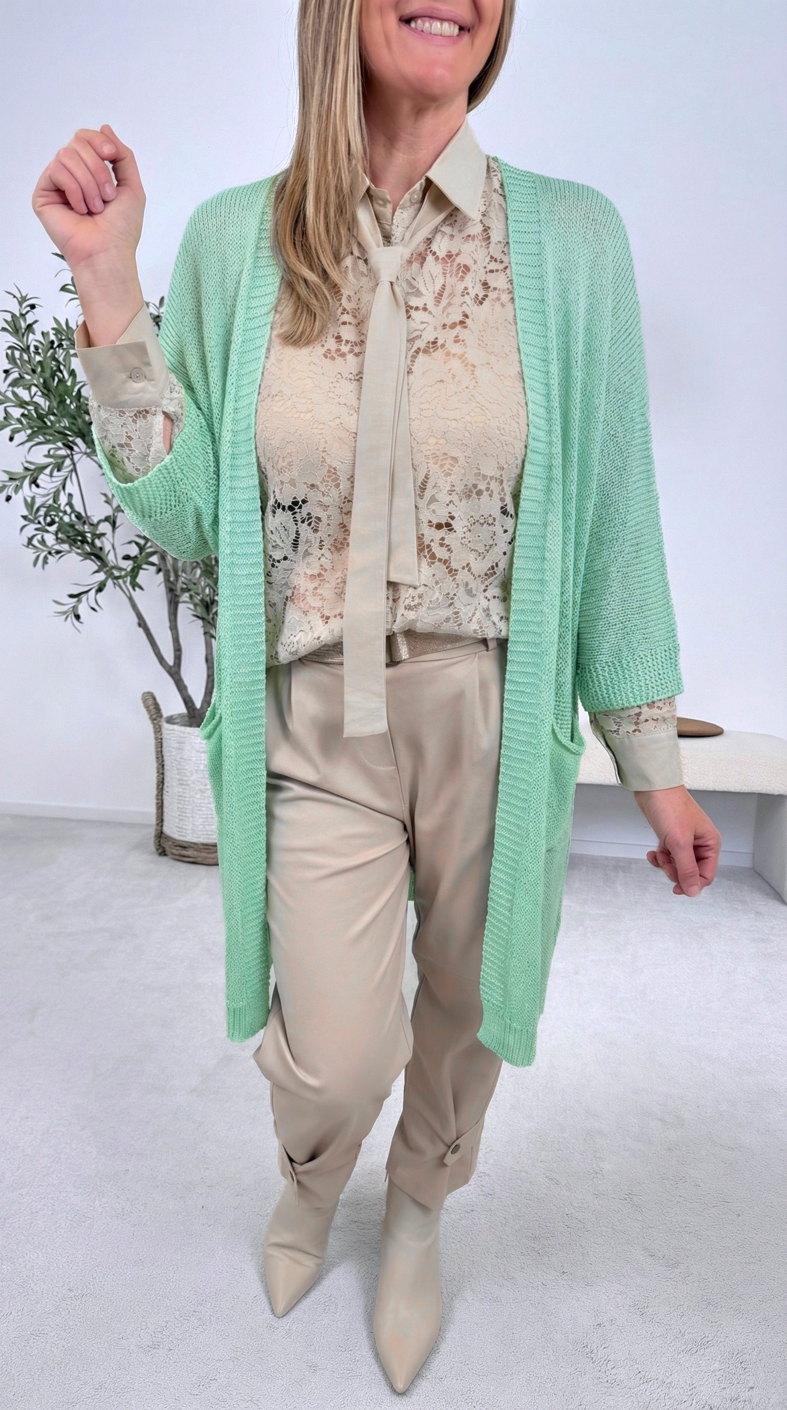 Netz-Strickjacke Turin *Mint*