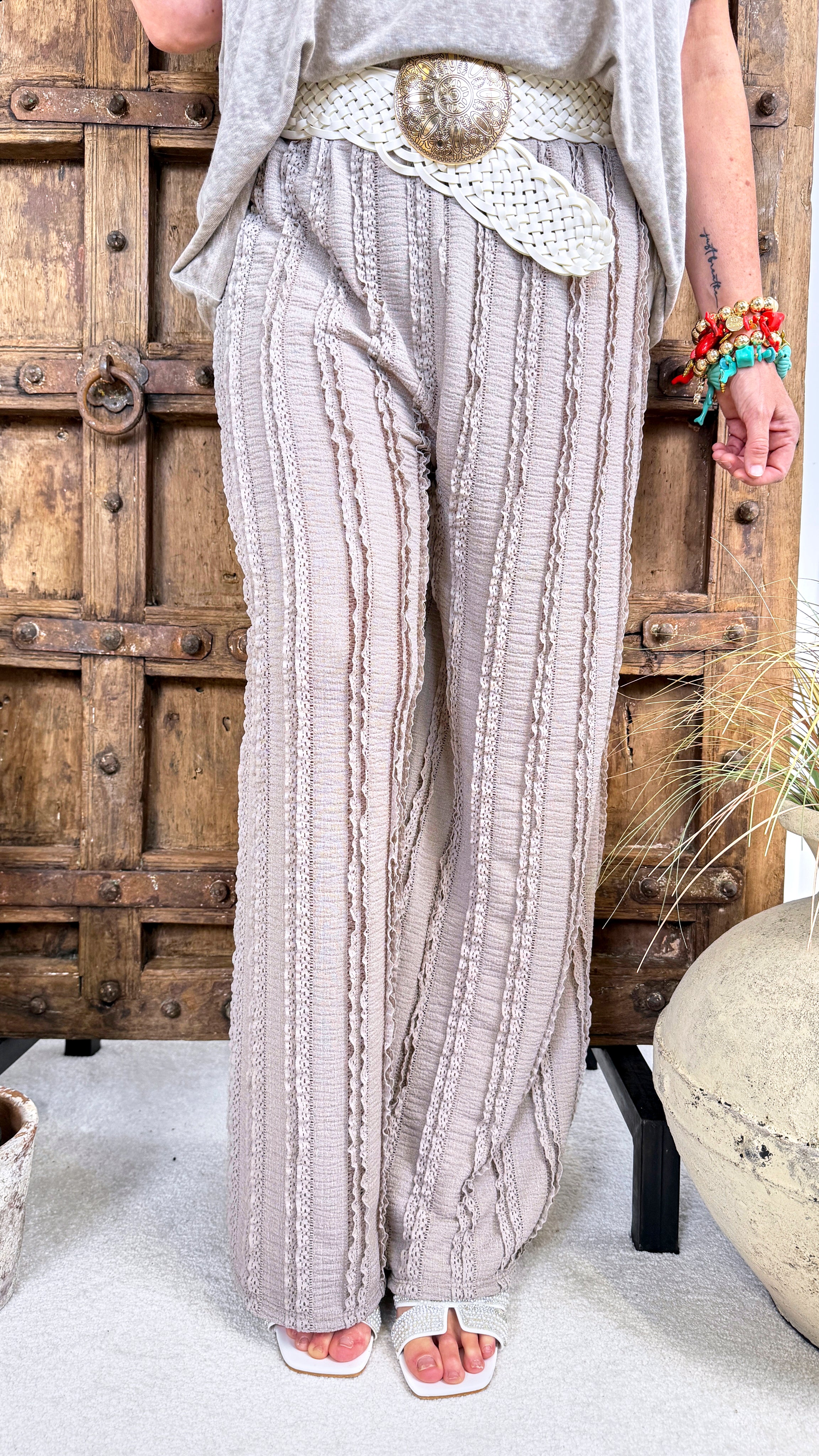 Weite Hose Chic Texture *Taupe*