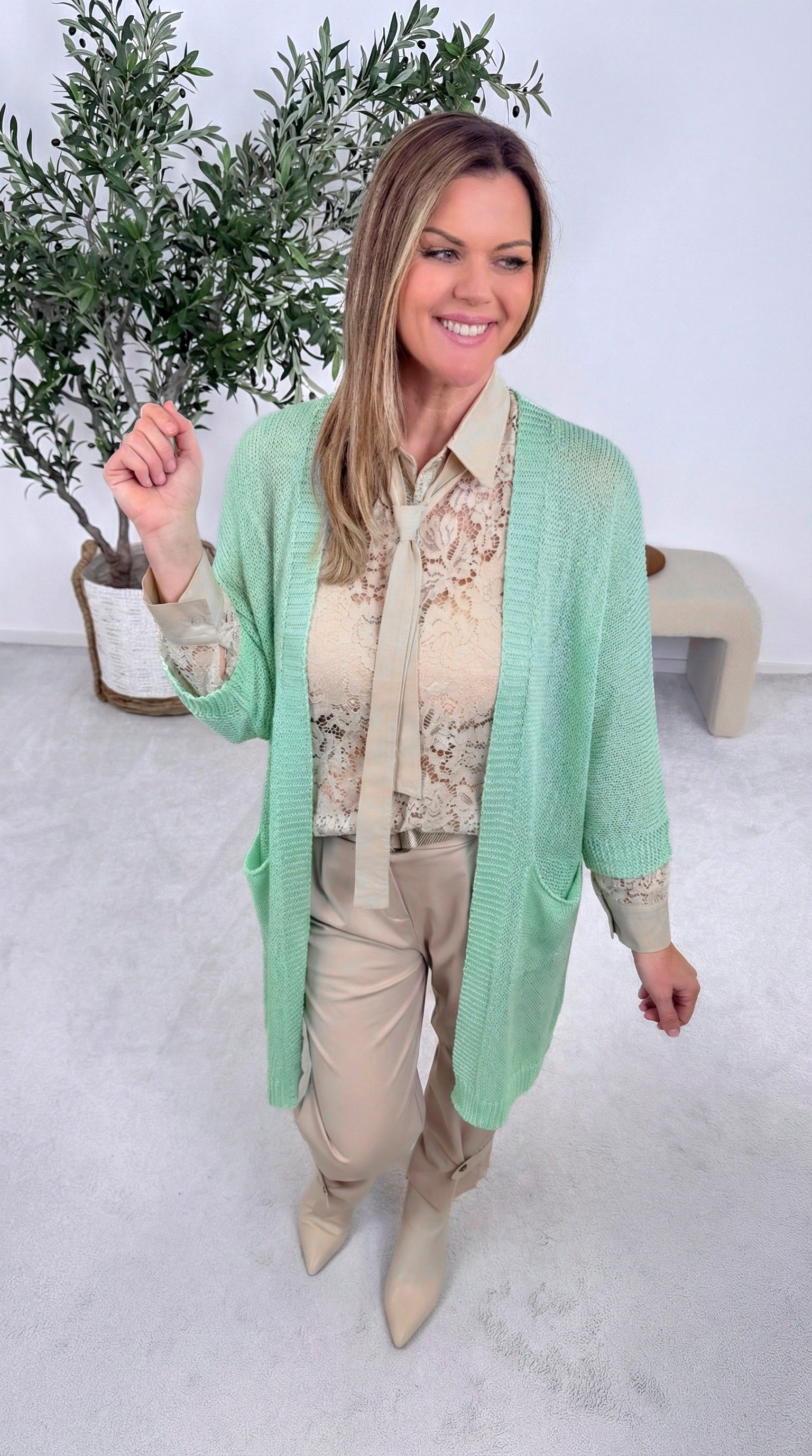 Netz-Strickjacke Turin *Mint*