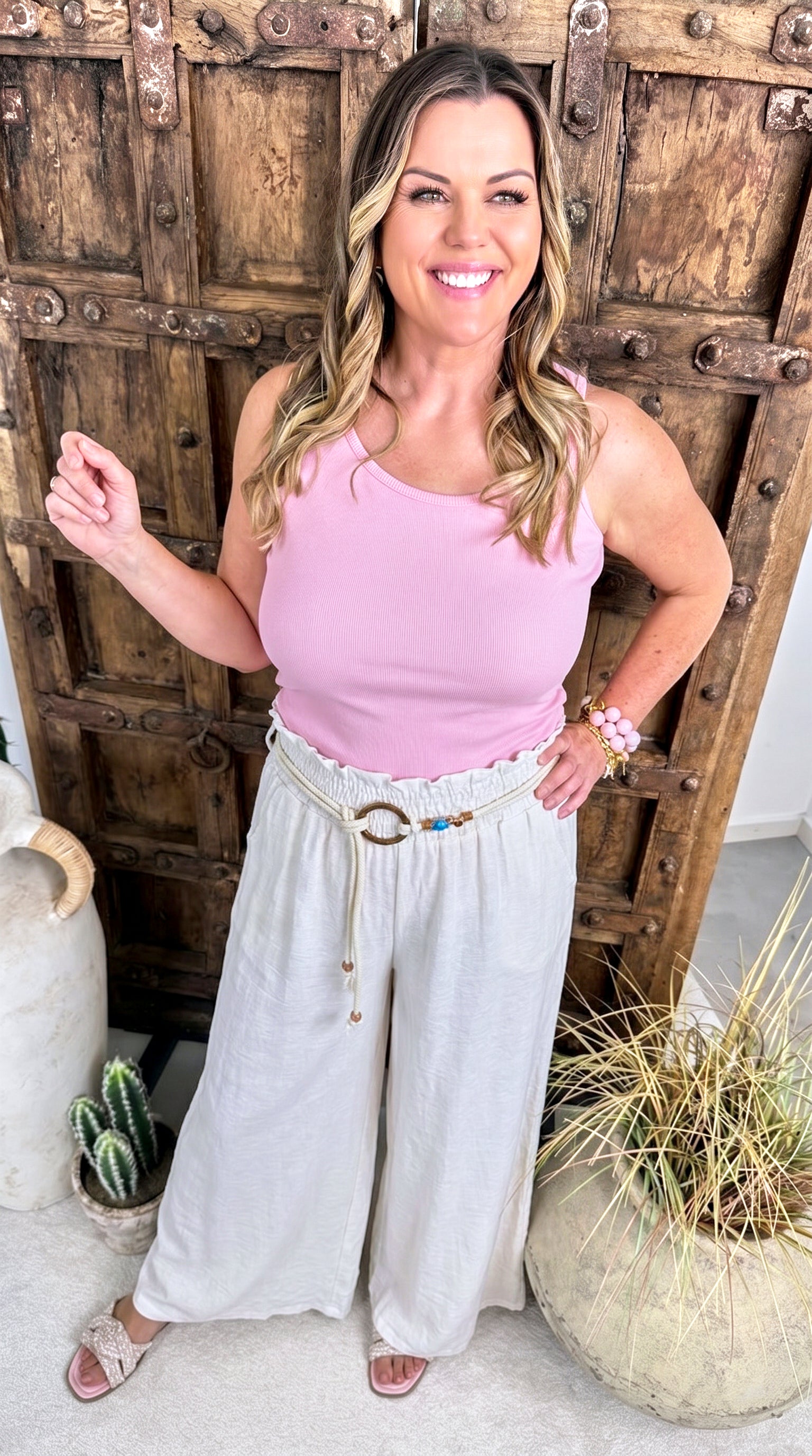 Weite Hose Boho Sand *Weiß*
