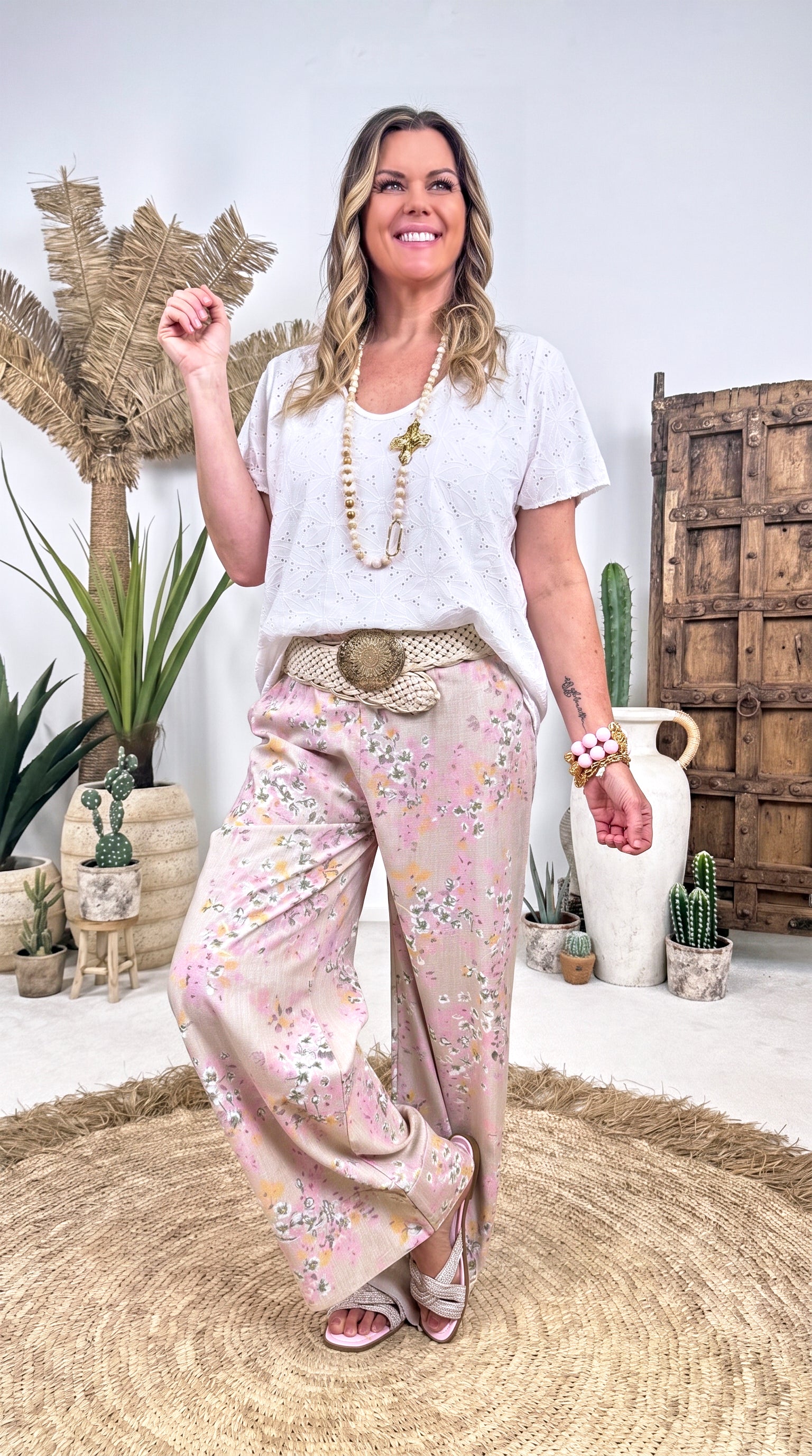 Weite Leinen-Hose Flower Magic *Kleine Blume*