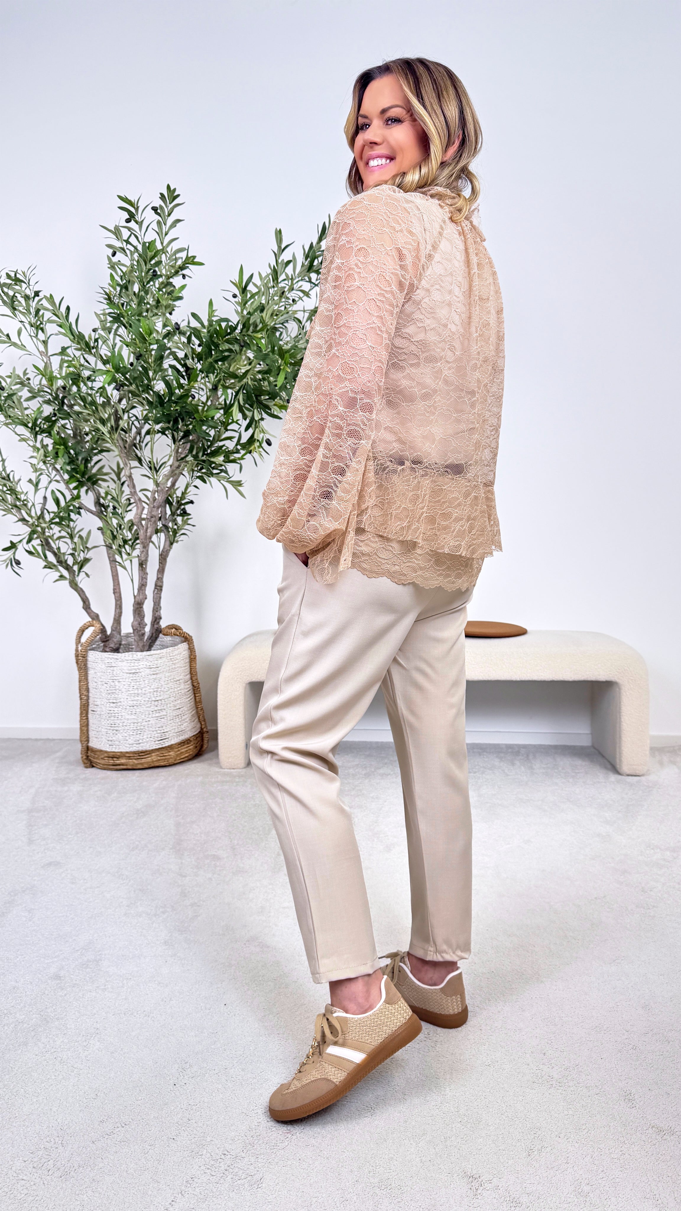 Spitzenbluse Boho Rose *Beige*