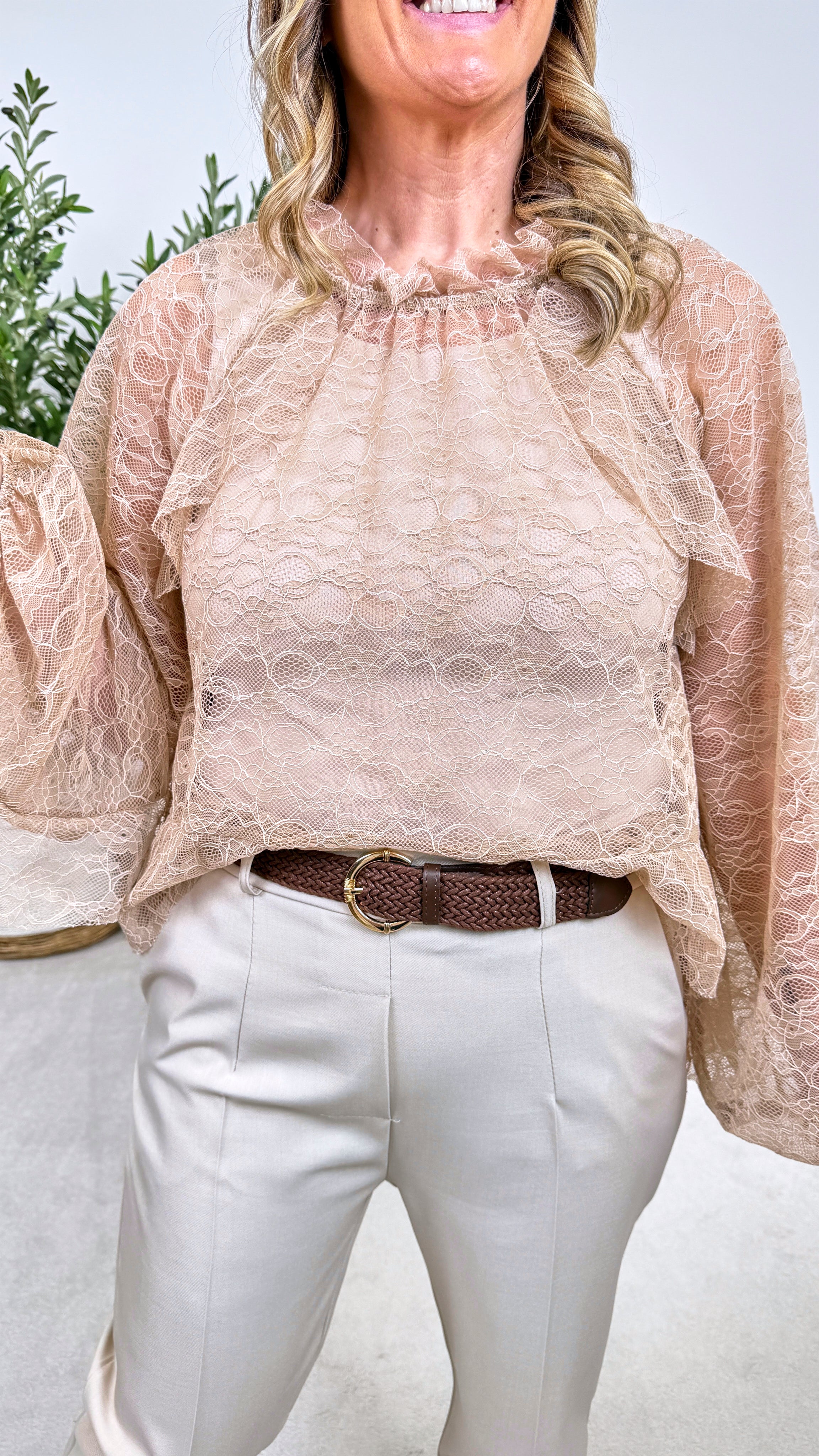 Spitzenbluse Boho Rose *Beige*