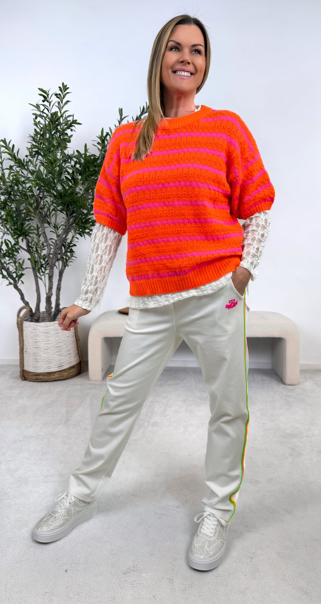 Strickshirt Sunset Pop *Neon-Orange*
