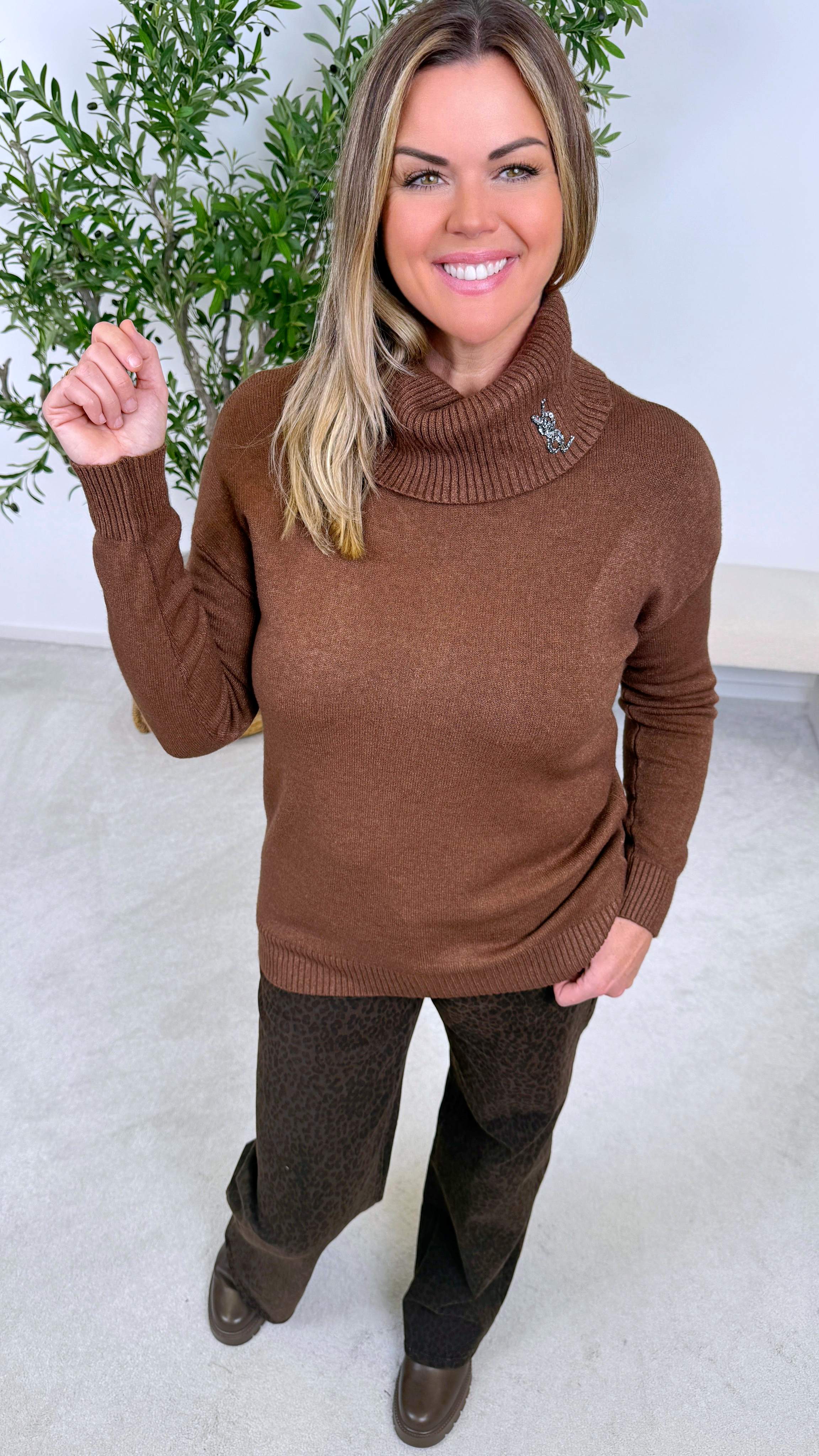Rollkragenpullover Rhea Luxe *Schoko*