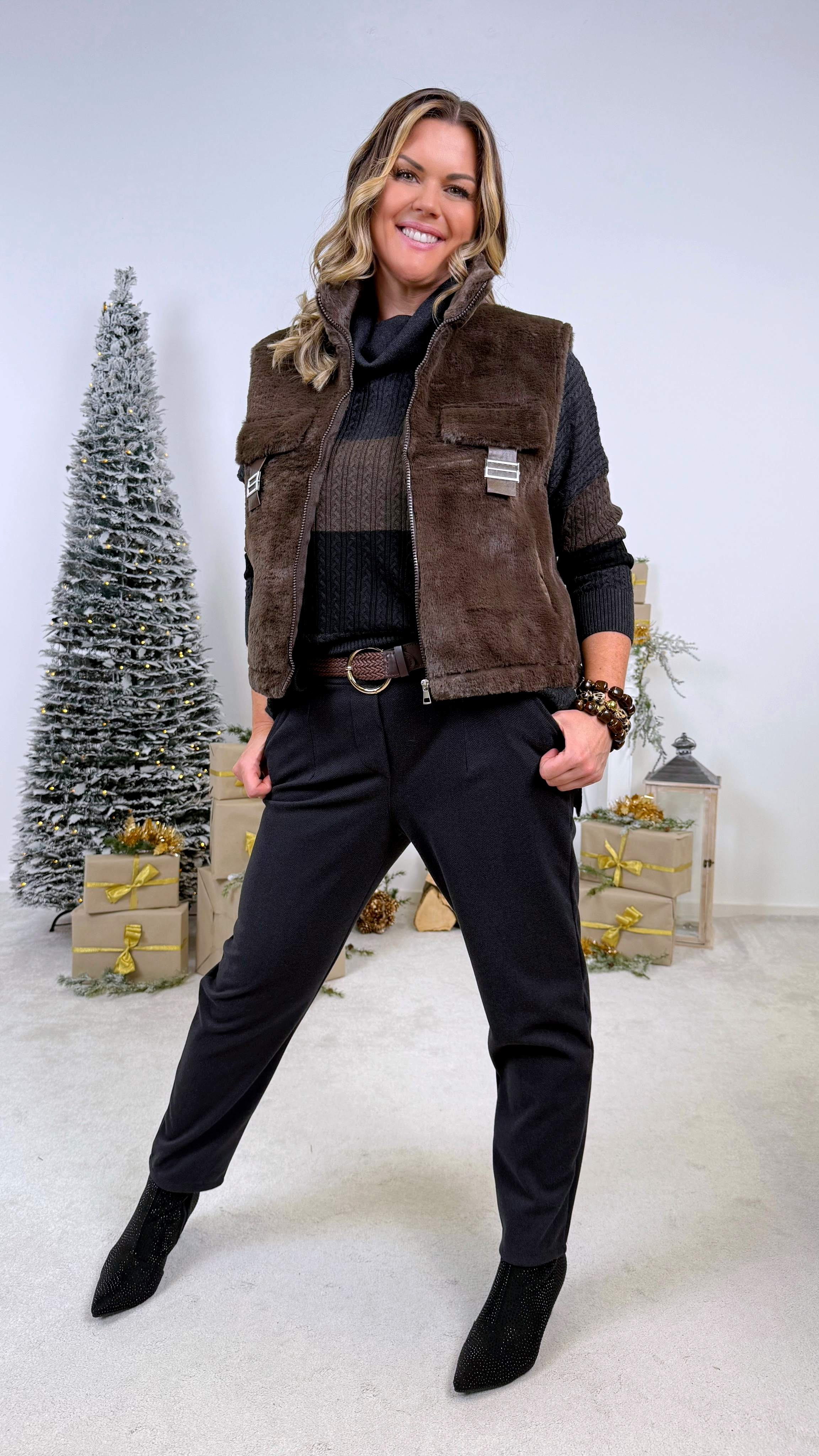 Kurze Fellweste Arden Cozy *Schoko*