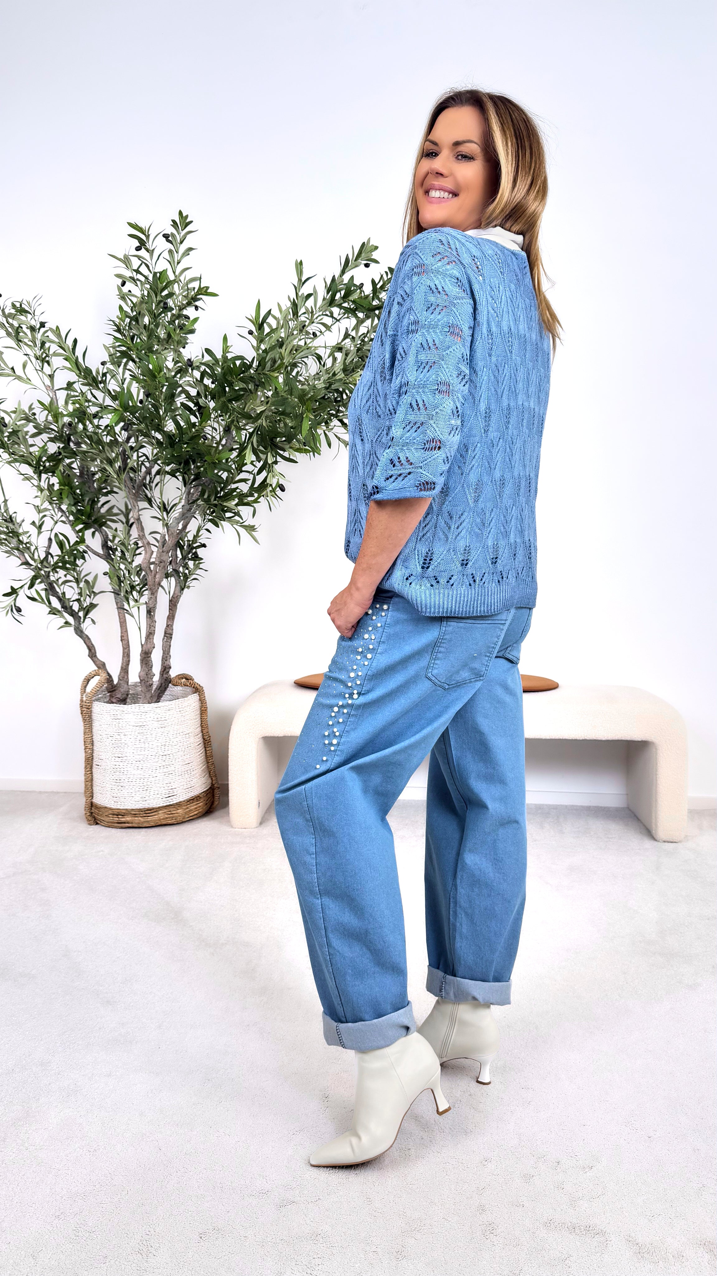 Strickshirt Airy Love *Jeansblau*
