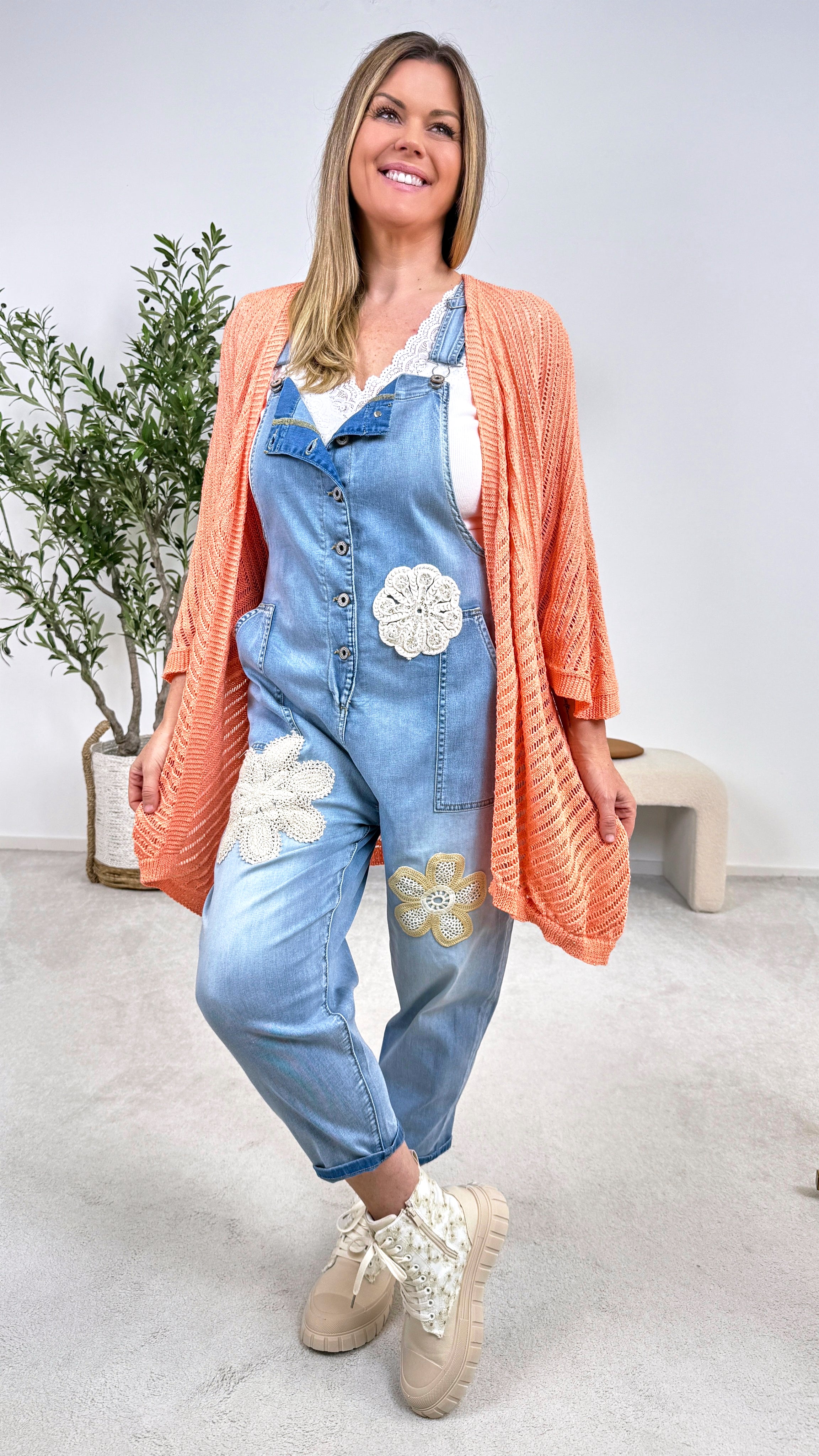 Netz Strickjacke Golden Hour *Apricot*