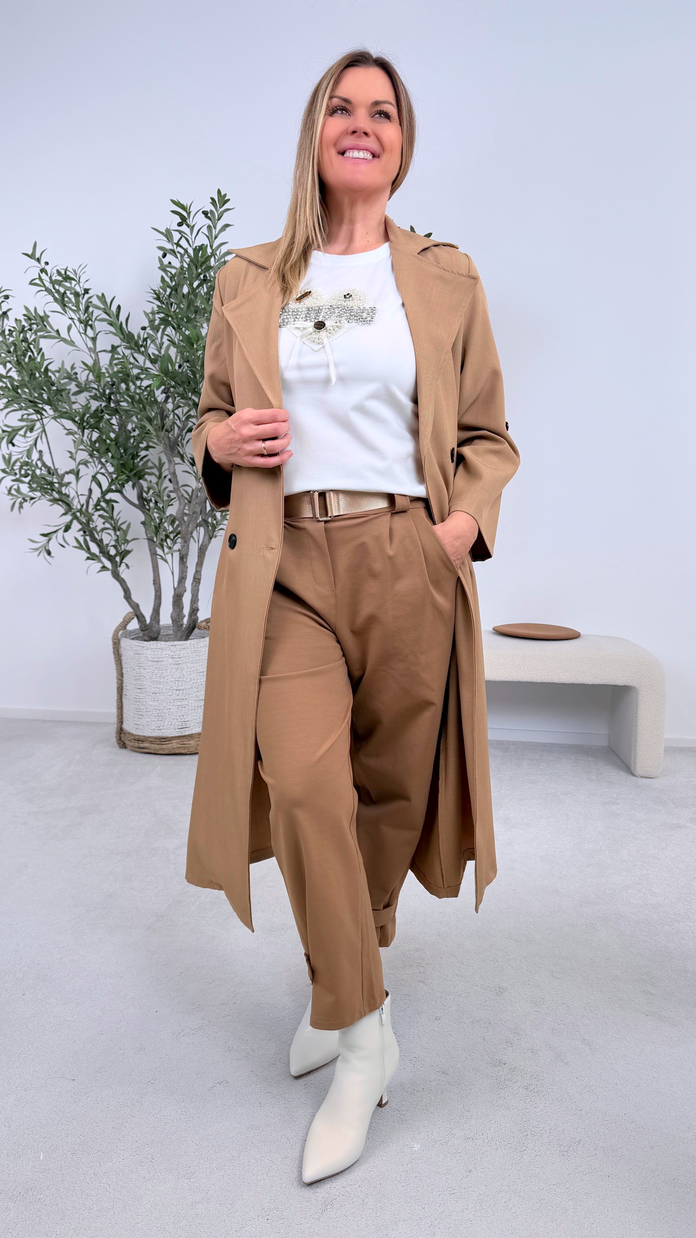 Dünner Trenchcoat Femme Authority *Camel*