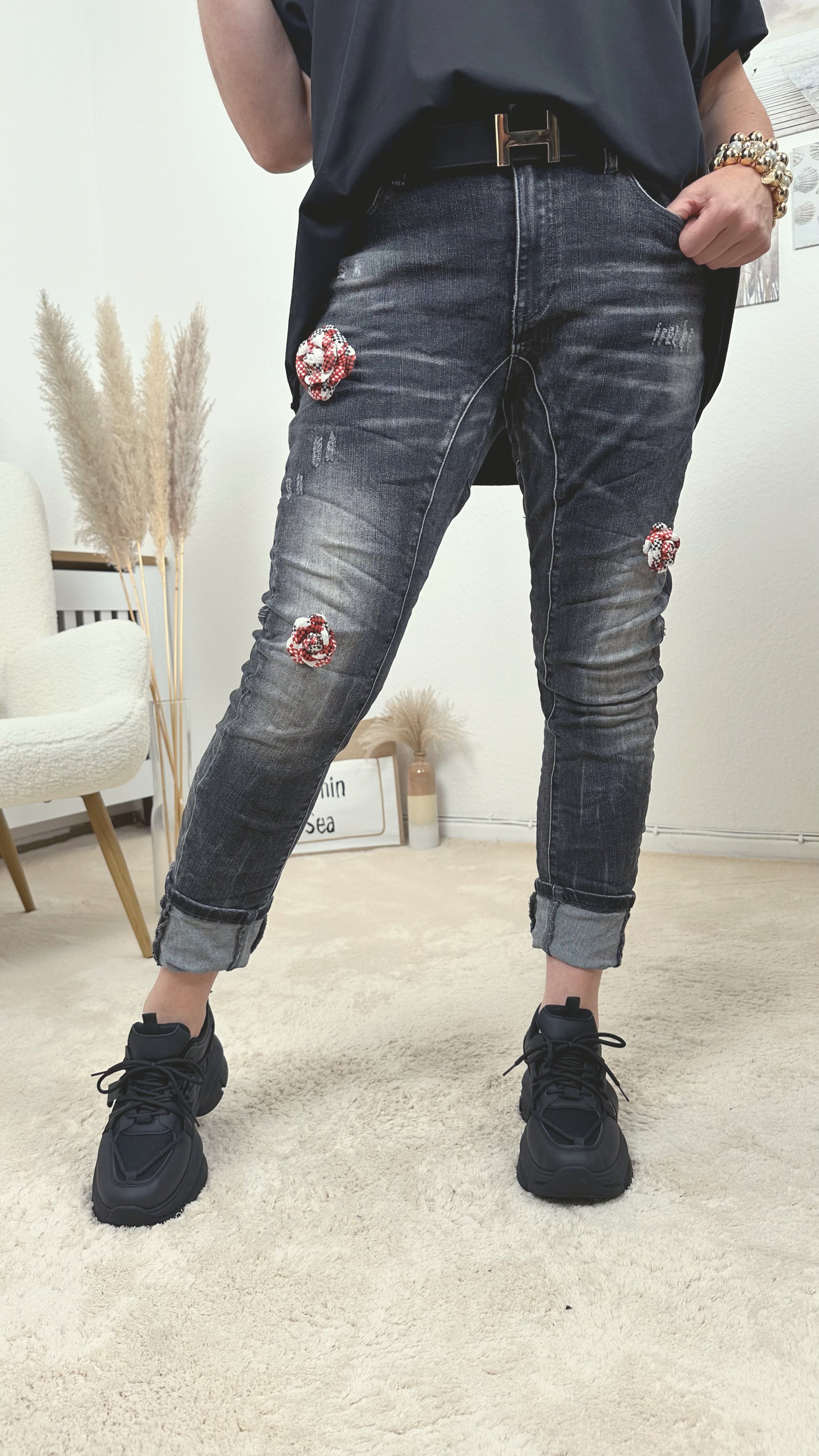 Jeans Rose Button (H8362)
