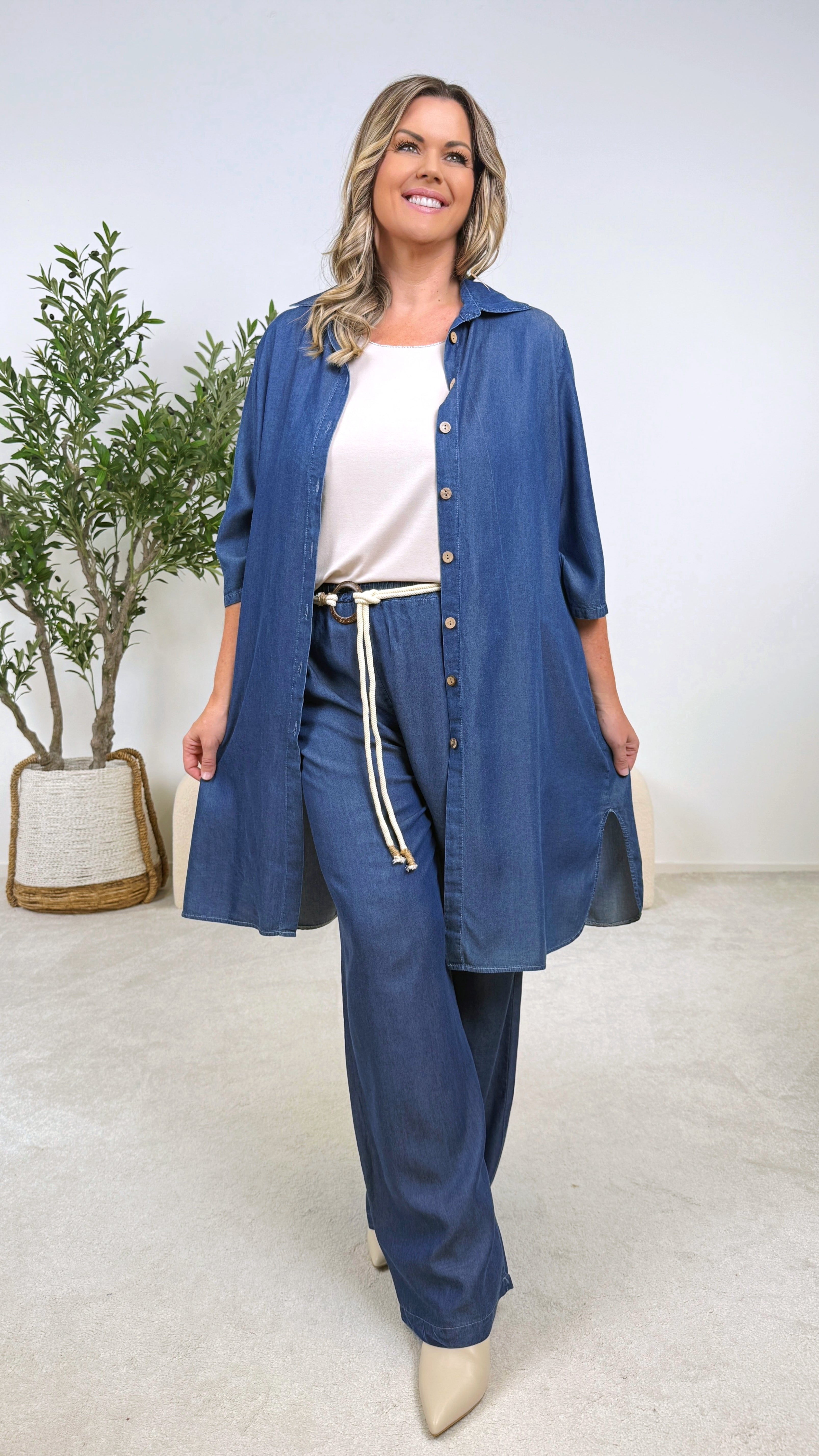 Jeanshemd Blue Script