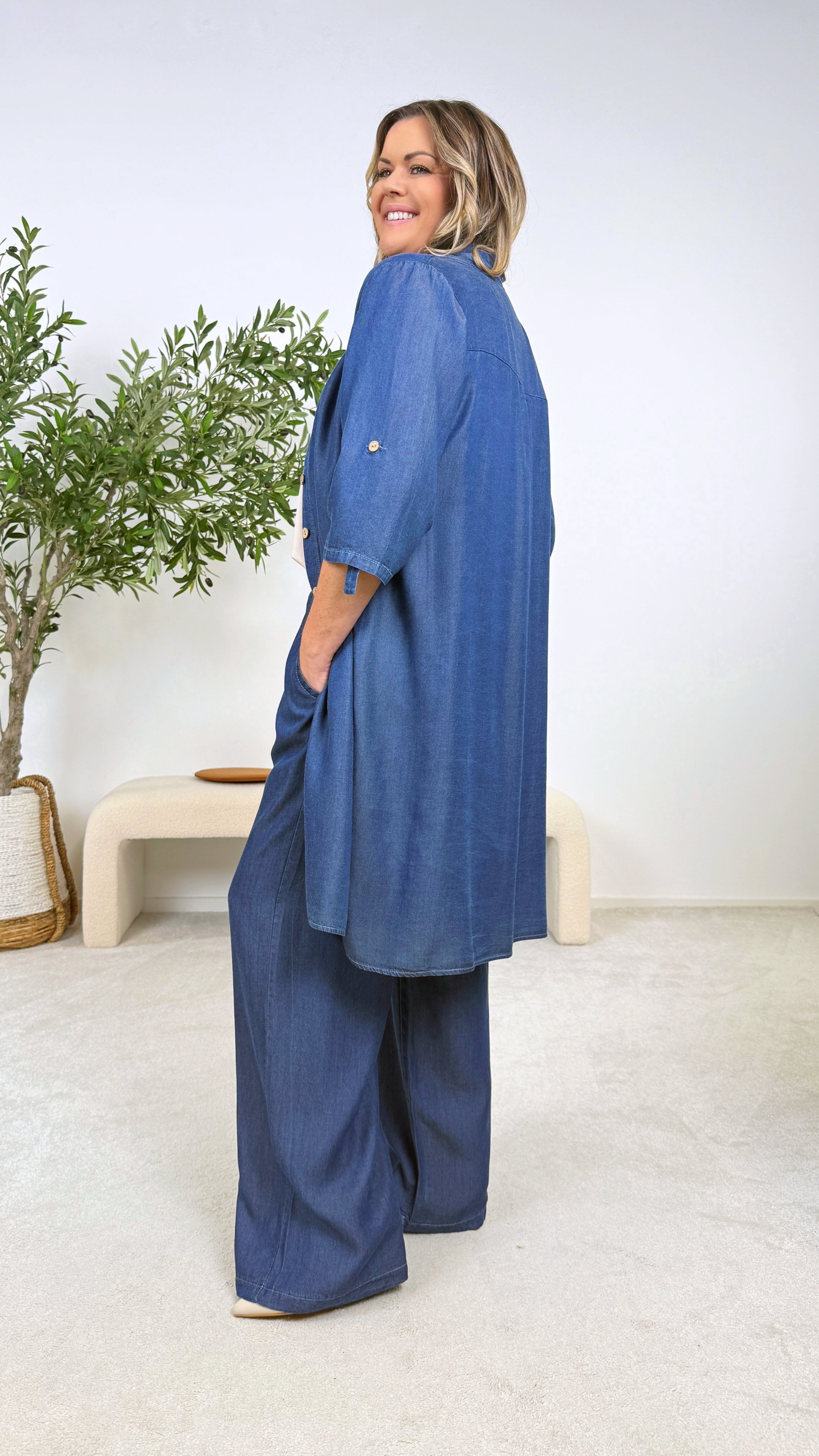 Jeanshemd Blue Script