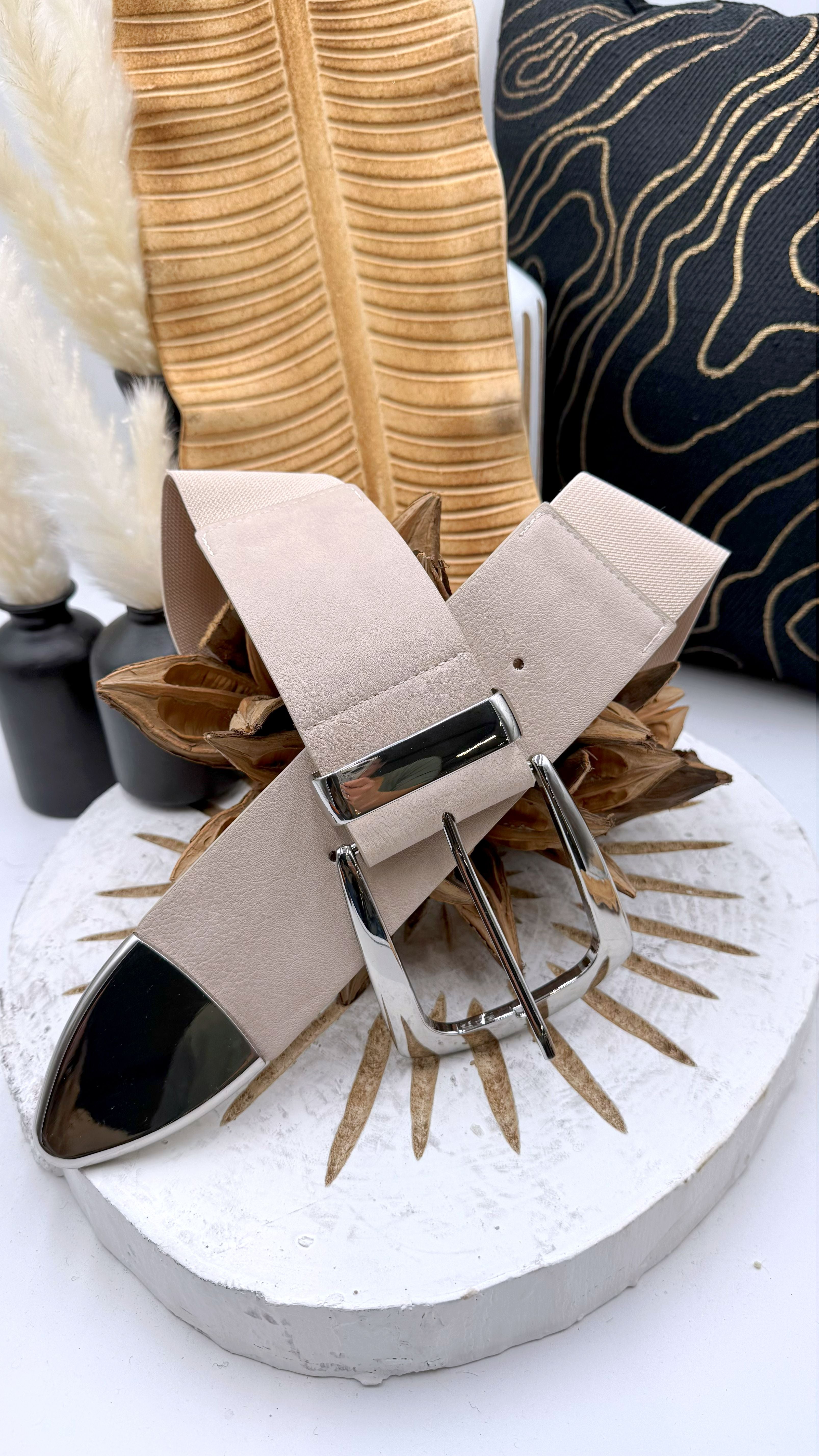 Gürtel Luxe Band *Beige/Silber*
