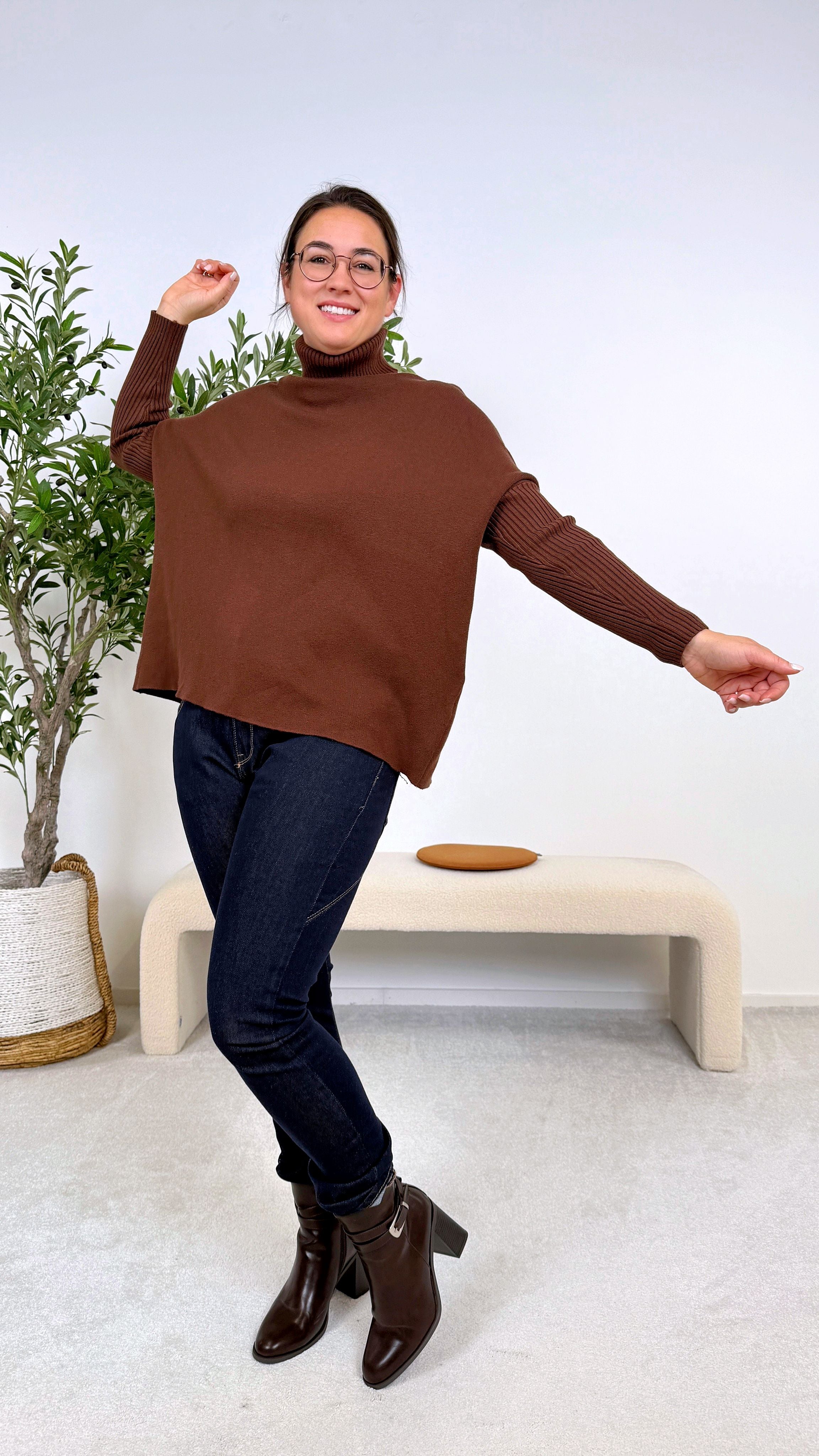 Rollkragenpullover Power Roll *Schoko*