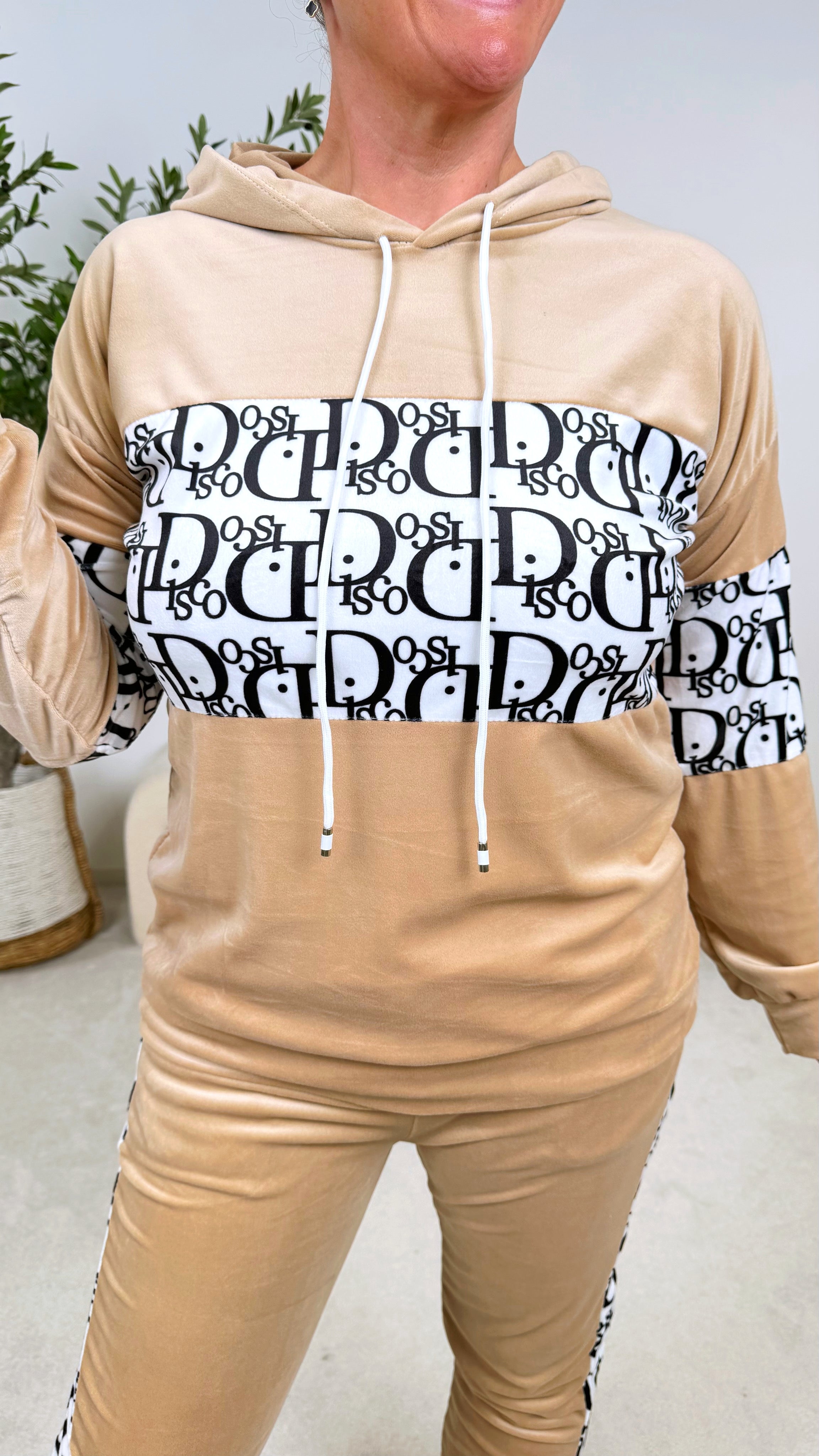 Hoodie Glam Script *Beige*