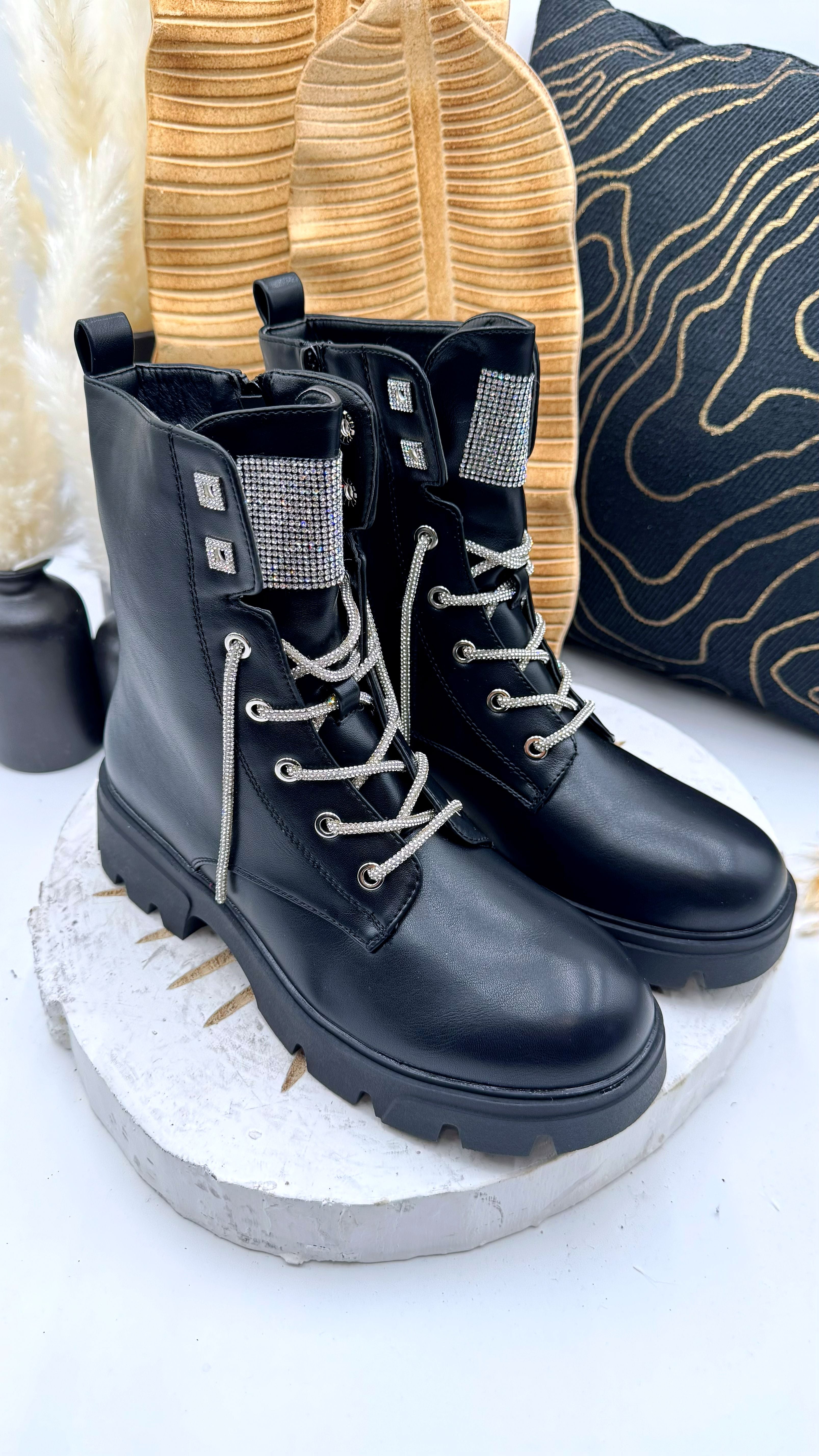 Boots Glitter Cords *Schwarz*